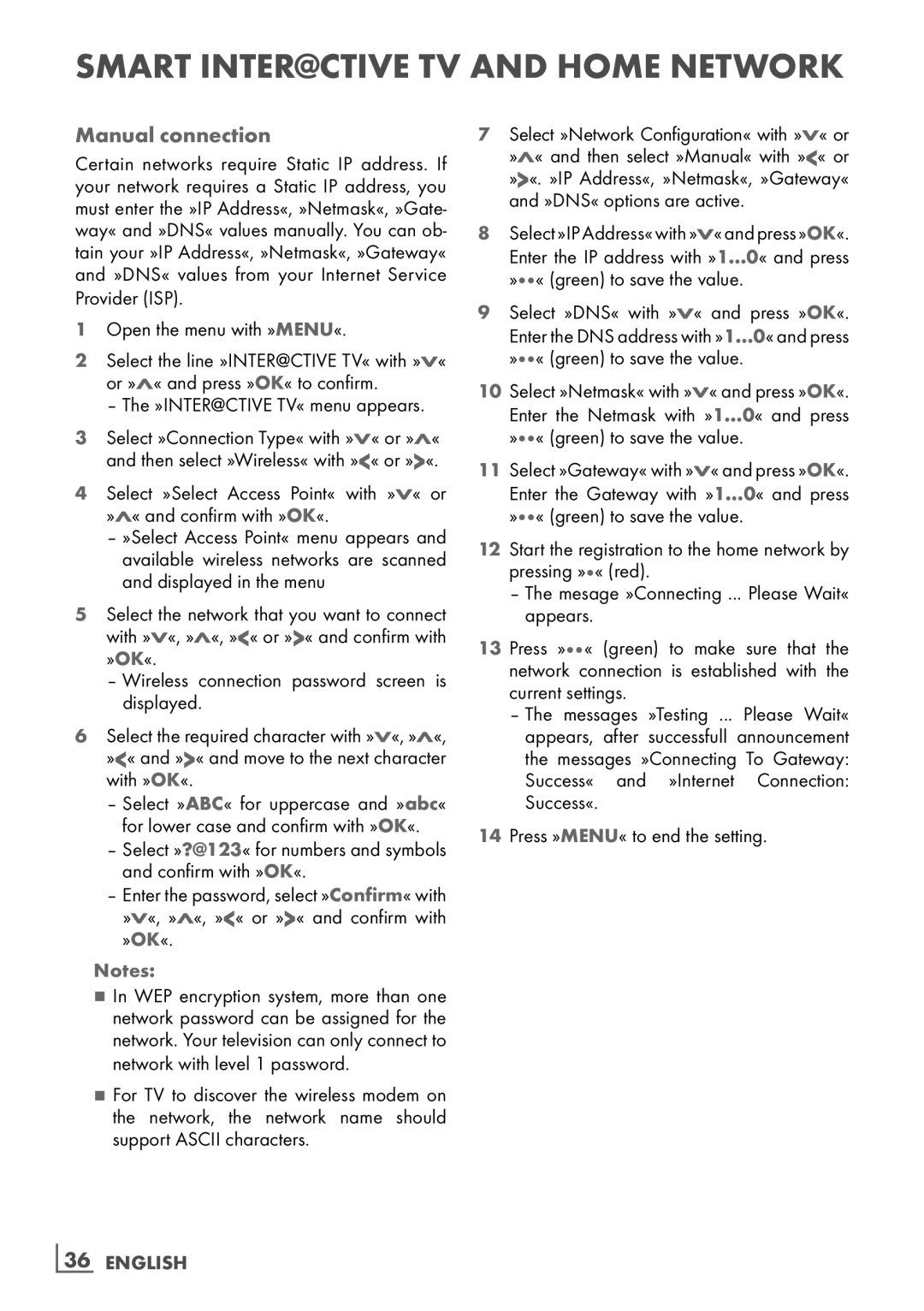 Grundig 40 CLE 8160 BL manual Manual connection, ­36 English 