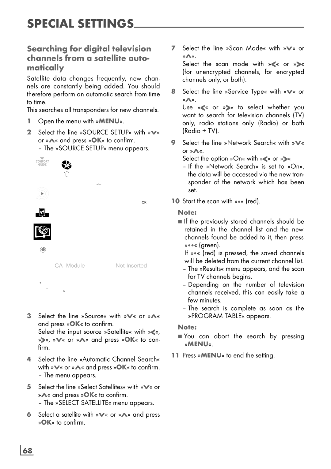 Grundig 40 CLE 8160 BL manual Menu appears, ­68 English 