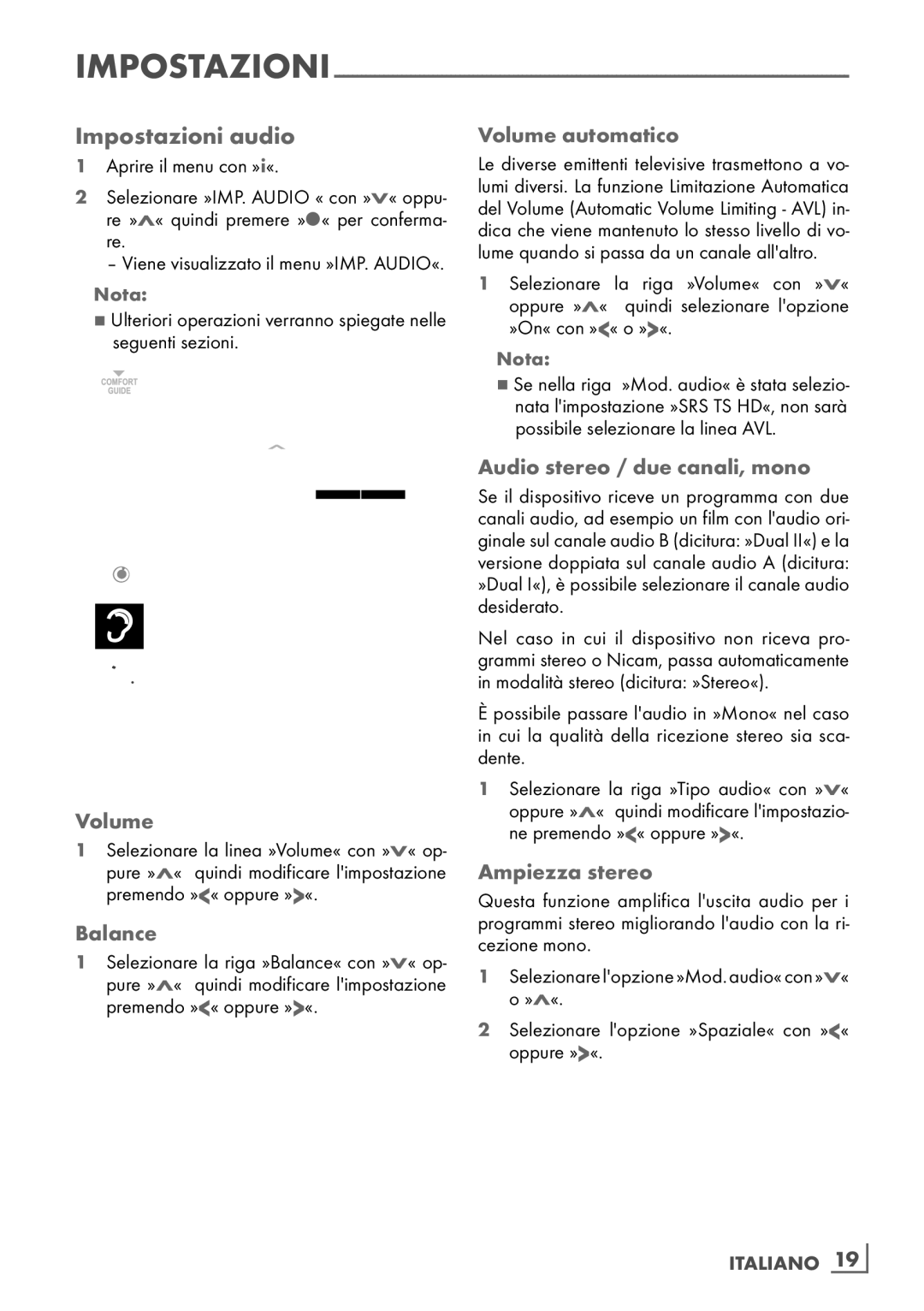 Grundig 32 VLE 4130 BF, 40 VLE 4130 BF manual Impostazioni audio 