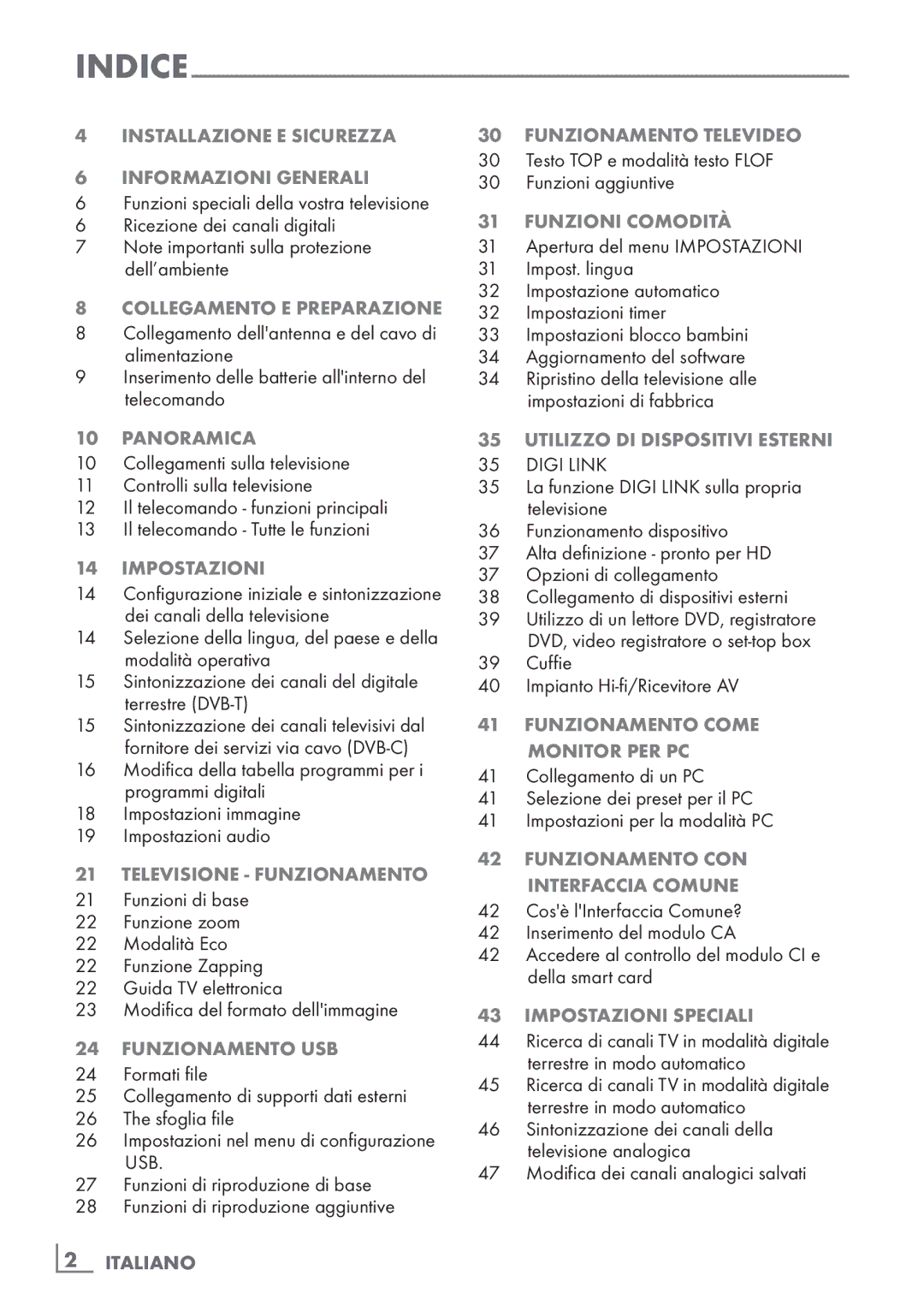 Grundig 40 VLE 4130 BF manual Installazione E Sicurezza Informazioni generali, Collegamento e preparazione, Panoramica 