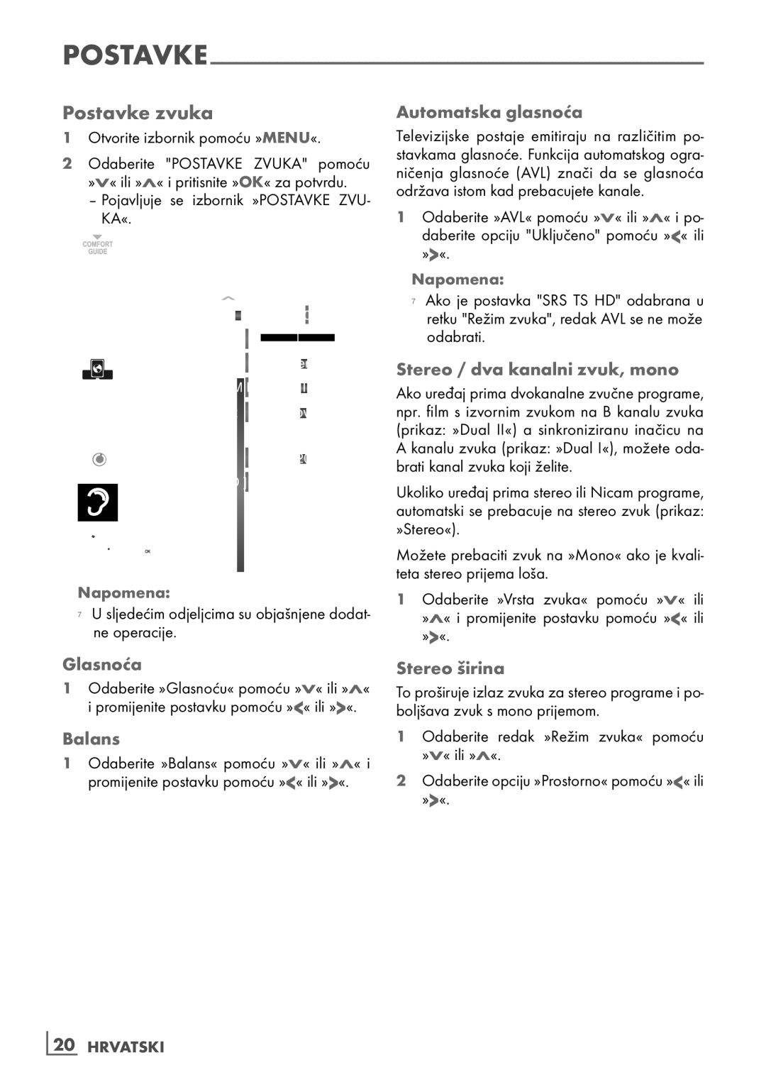 Grundig 40 vle 630 bh manual Postavke­zvuka­ 