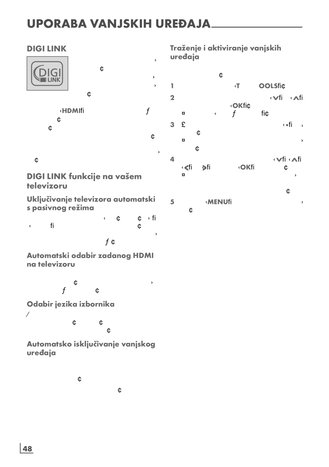 Grundig 40 vle 630 bh manual Digi Link funkcije na vašem televizoru 