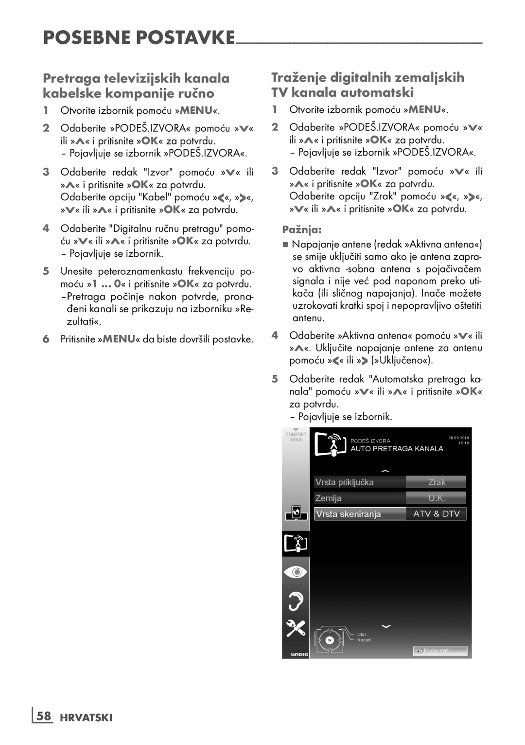 Grundig 40 vle 630 bh manual Pretraga­televizijskih­kanala­ Kabelske­kompanije­ručno, Zultati«, ­58 Hrvatski 