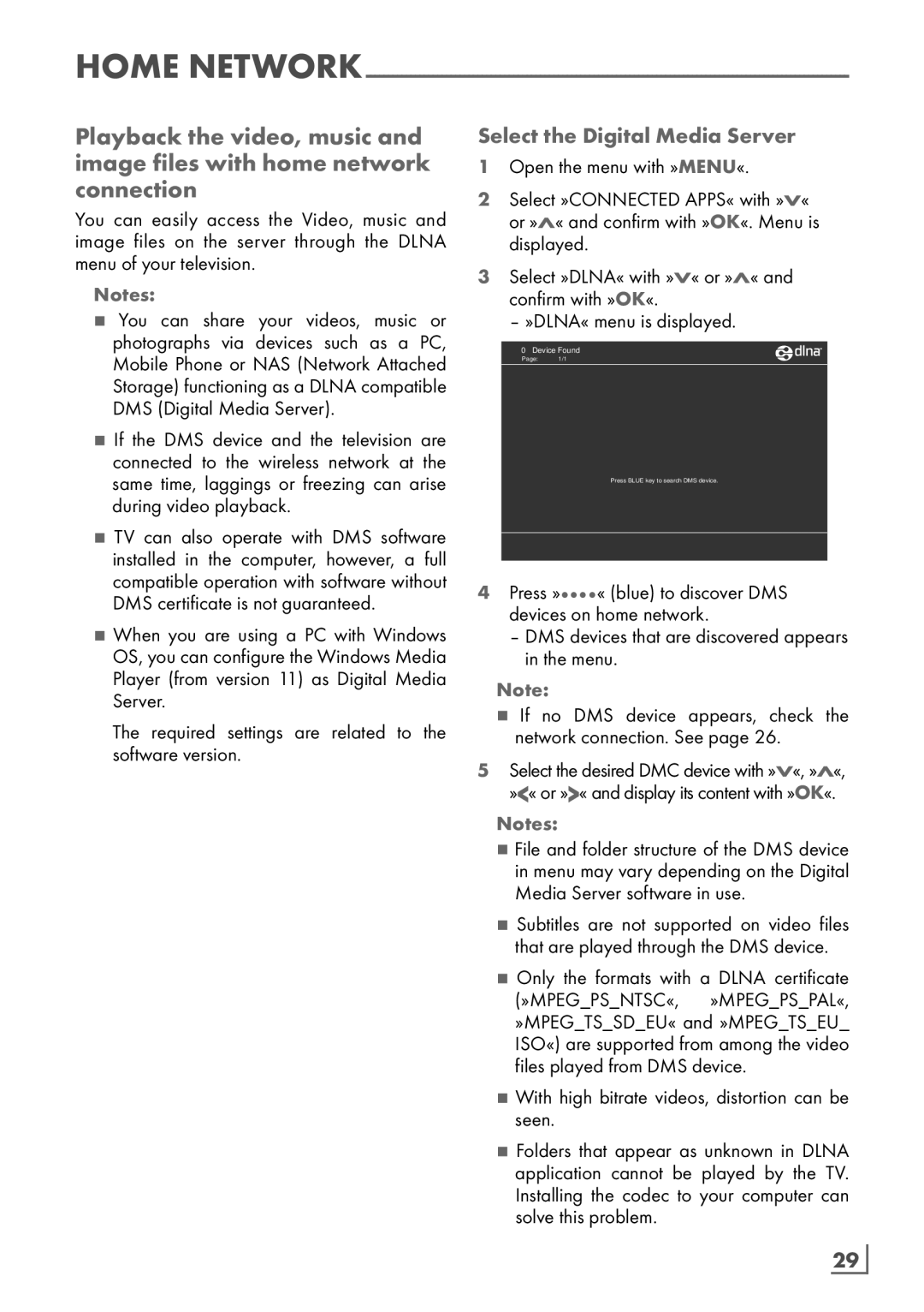 Grundig 32 VLE 7130 BF, 40 VLE 7130 BF manual Select the Digital Media Server, English ­29 