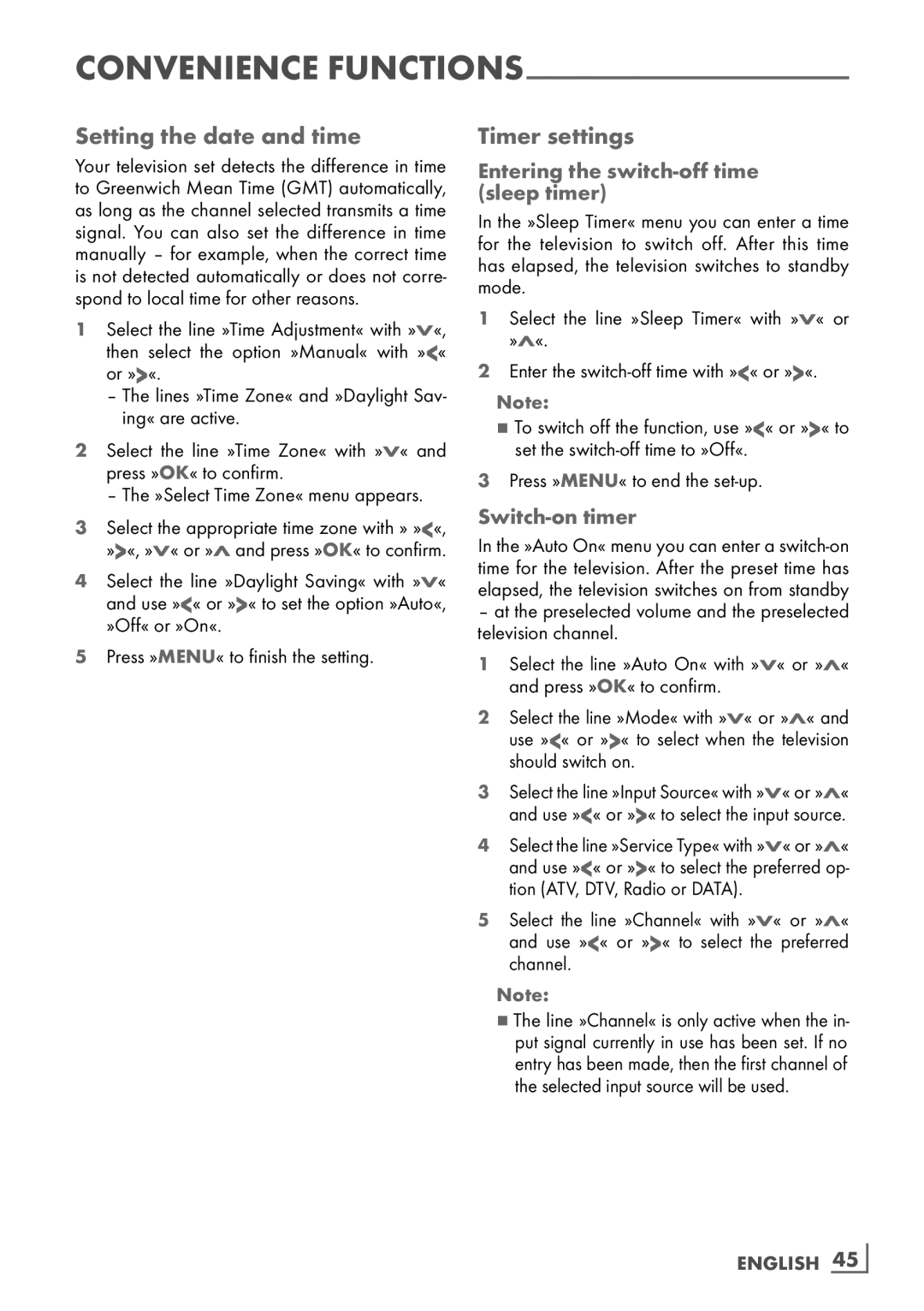 Grundig 32 VLE 7130 BF manual Setting the date and time, Timer settings, Entering the switch-off time ­ sleep timer 