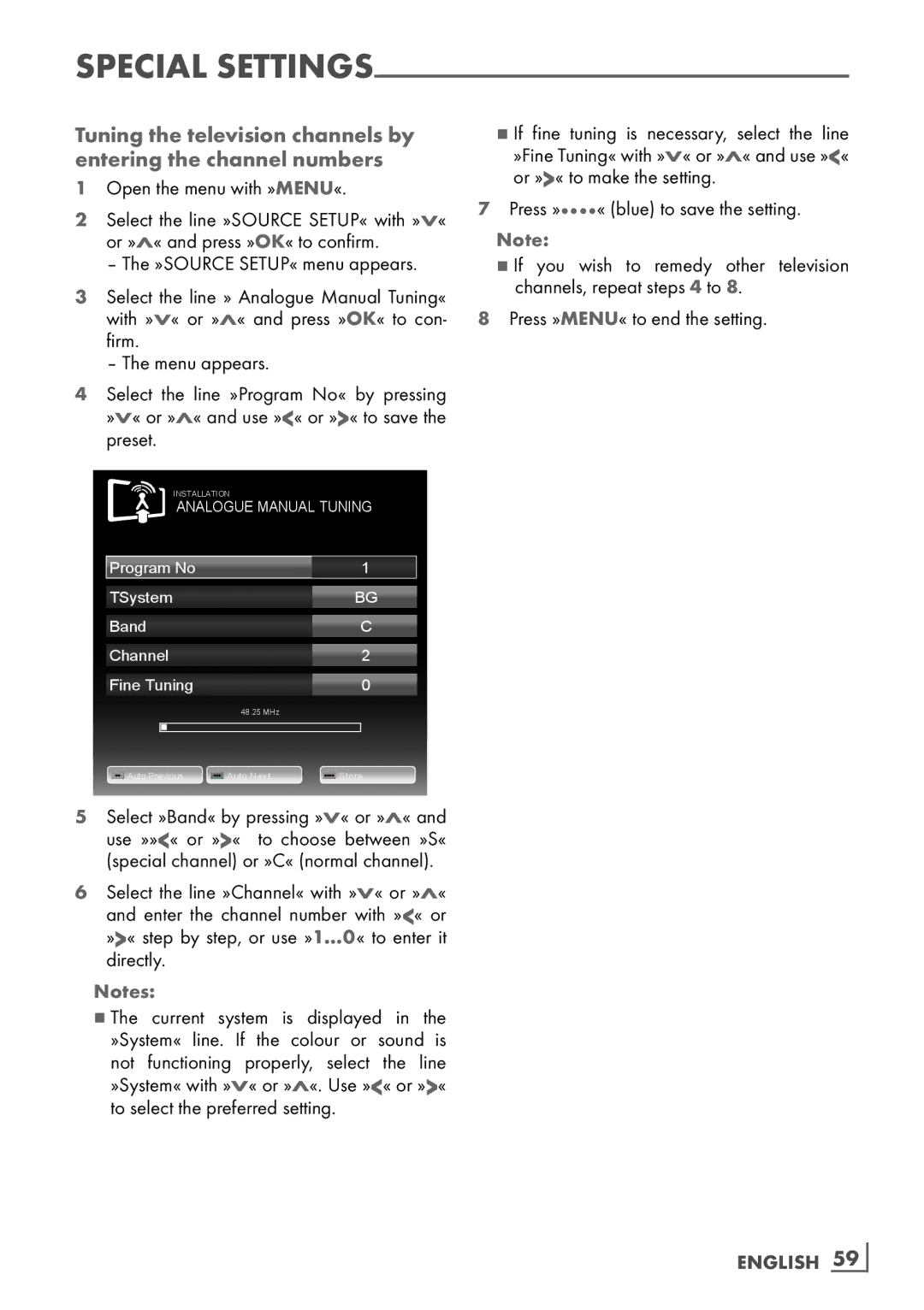 Grundig 32 VLE 7130 BF, 40 VLE 7130 BF manual To select the preferred setting­ 