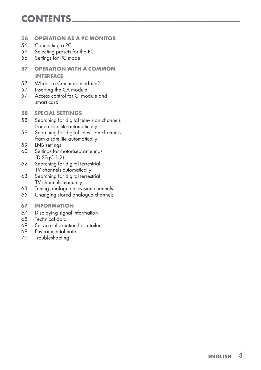 Grundig 40 VLE 8130 BG manual Operation with a Common Interface, Special settings, English ­3 