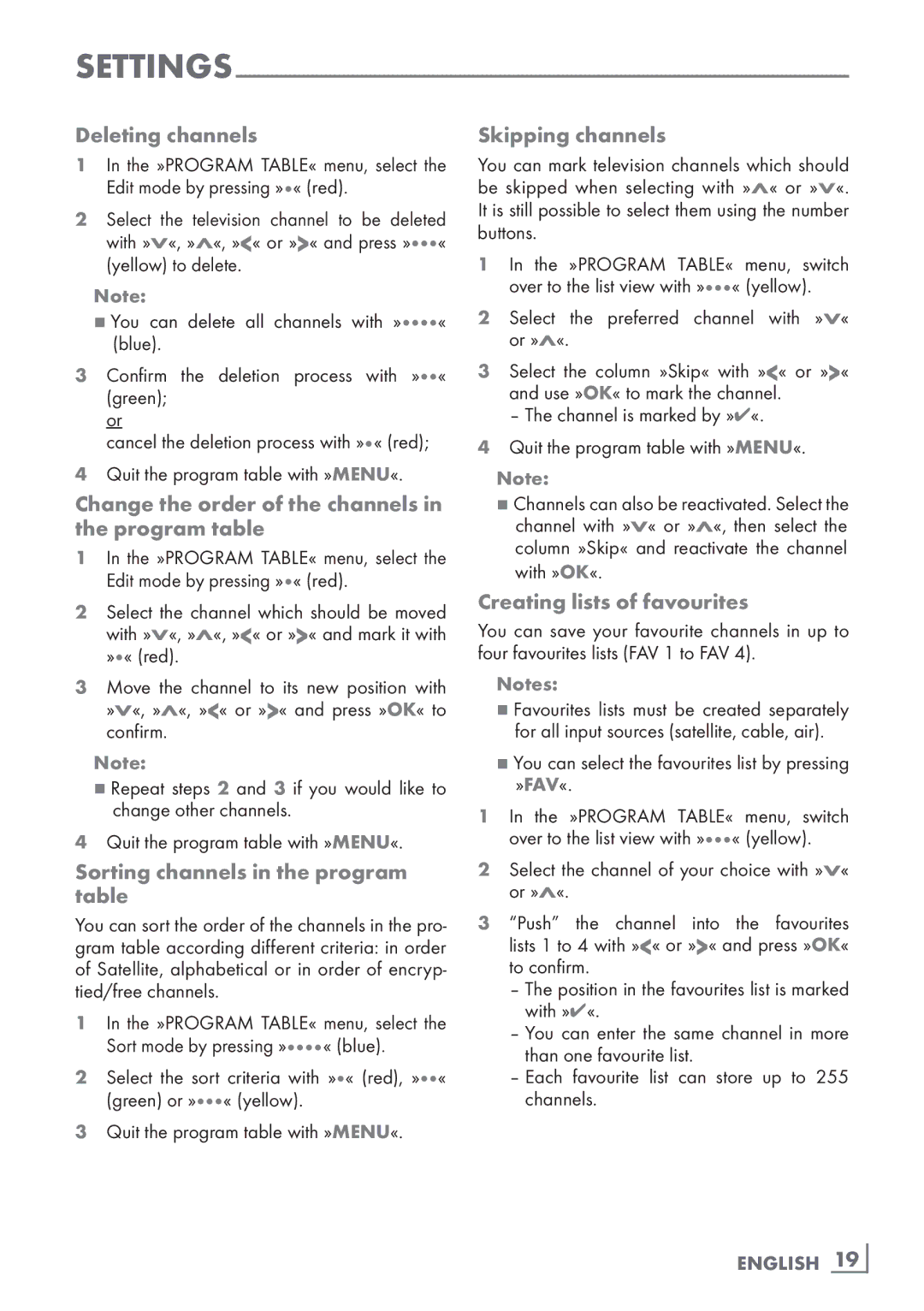 Grundig 40 VLE 8160 BL manual Deleting channels, Change the order of the channels in the program table, Skipping channels 