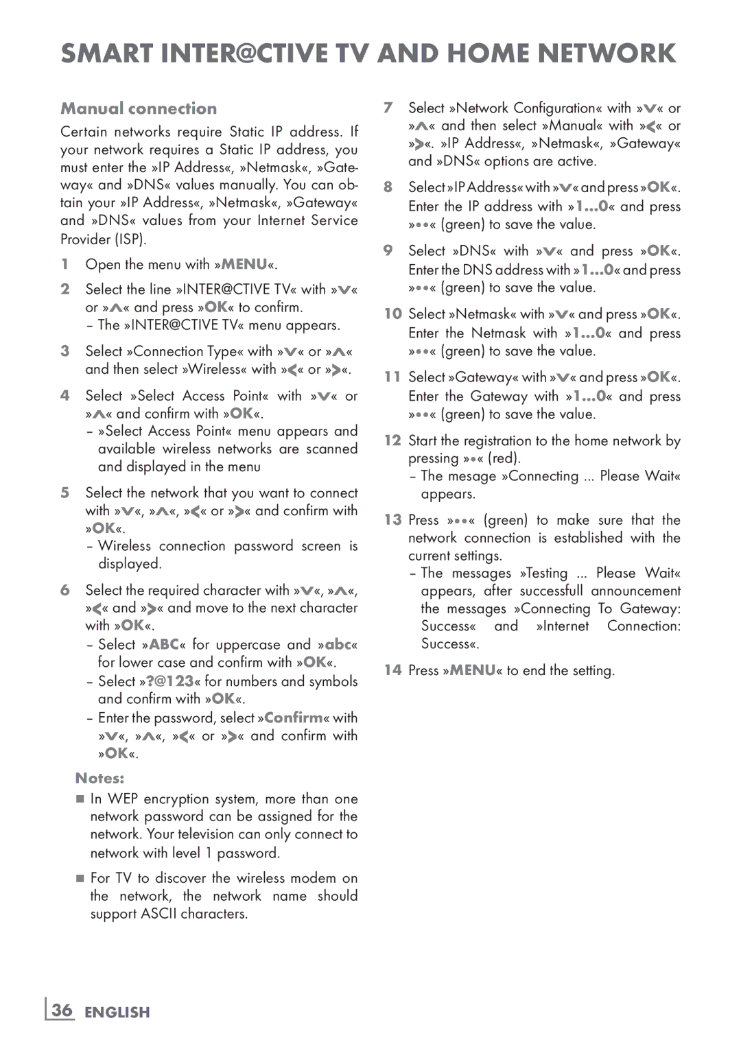 Grundig 40 VLE 8160 BL manual Manual connection, ­36 English 