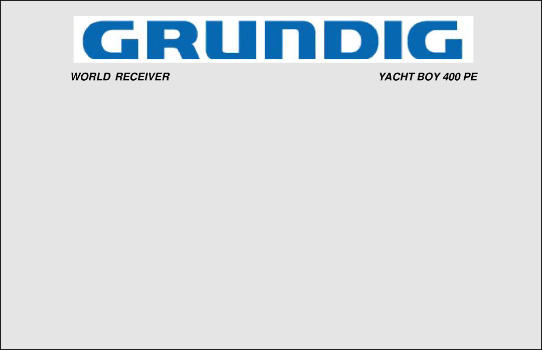 Grundig manual World Receiver Yacht BOY 400 PE 