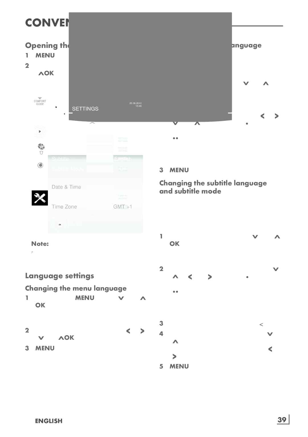 Grundig 37 VLC 9140 S, 42 VLS 9140 S manual Opening the Settings menu, Language settings 