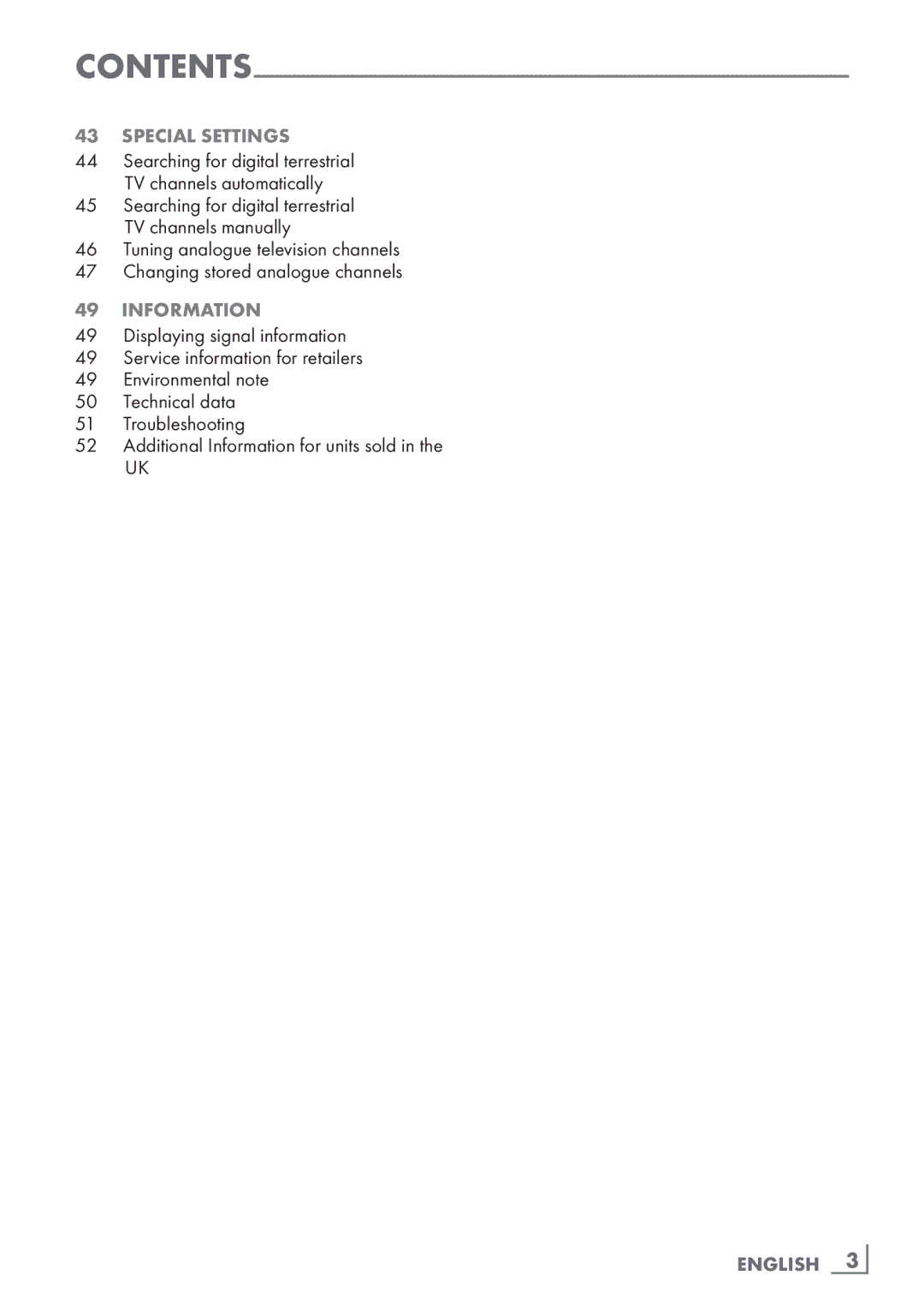 Grundig 46 VLE 6220 BF manual Special settings, Information 