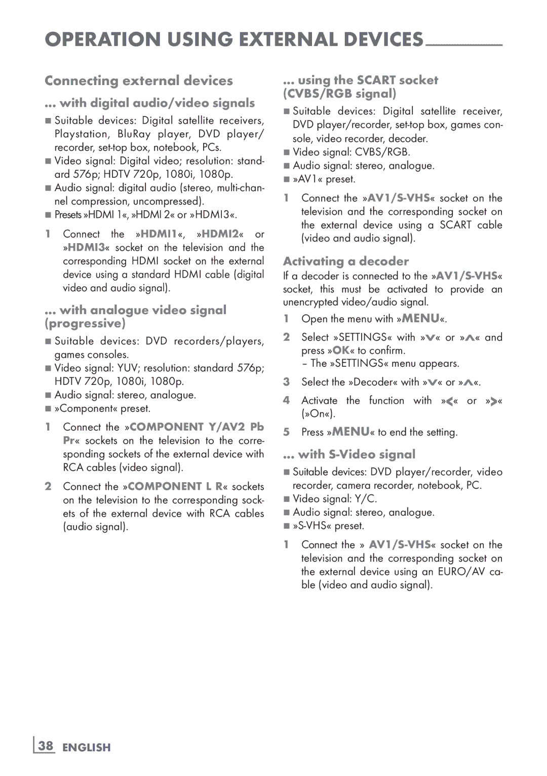 Grundig 46 VLE 6220 BF manual Connecting external devices 