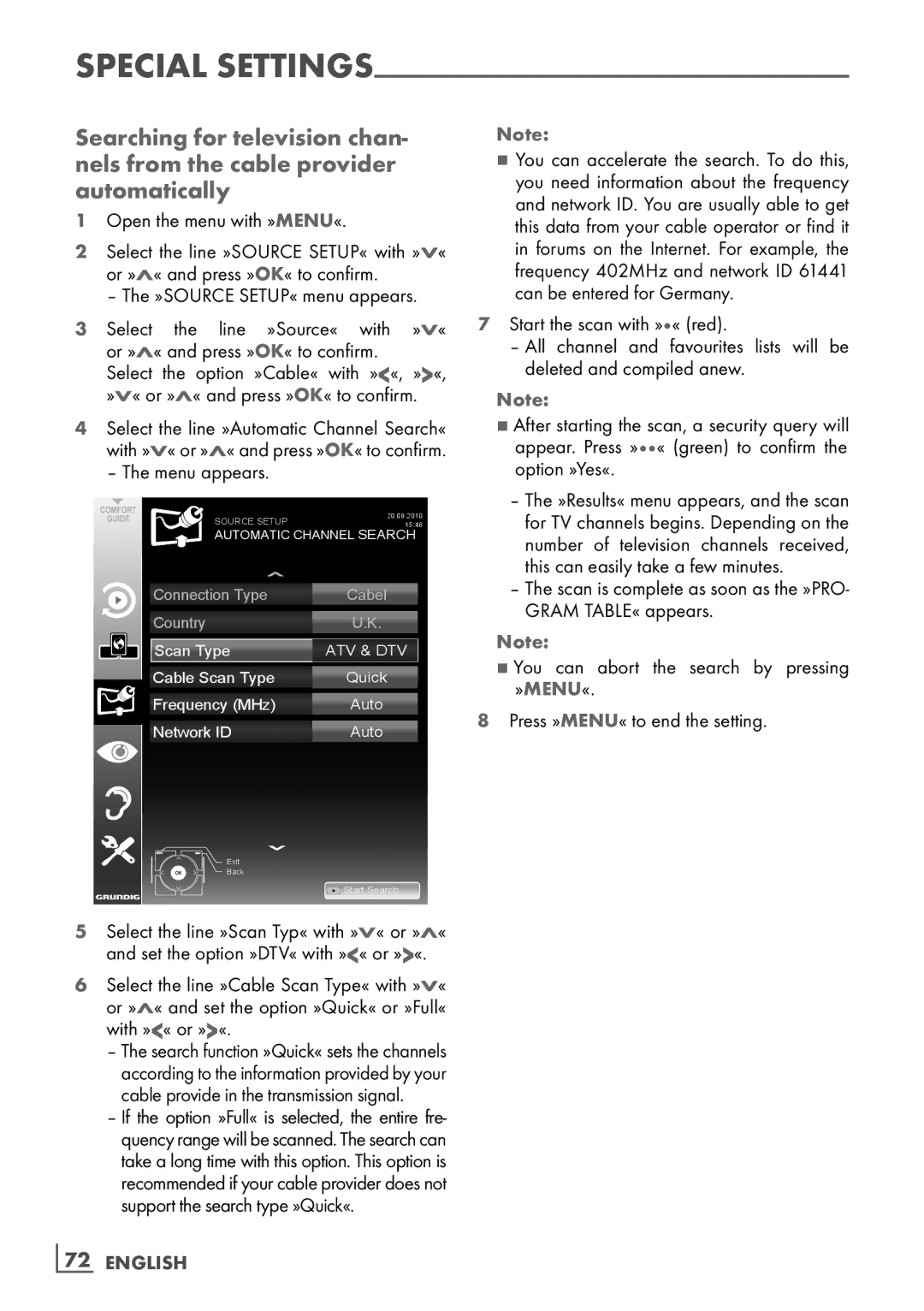 Grundig 46 VLE 8160 BL manual ­72 English 