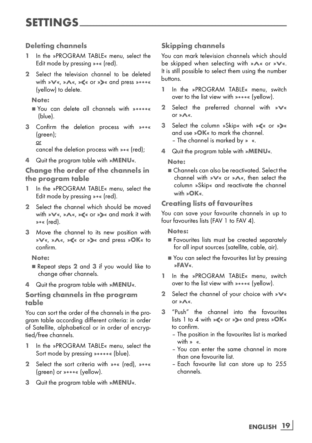 Grundig 46 VLE 8160 SL manual Deleting channels, Change the order of the channels in the program table, Skipping channels 