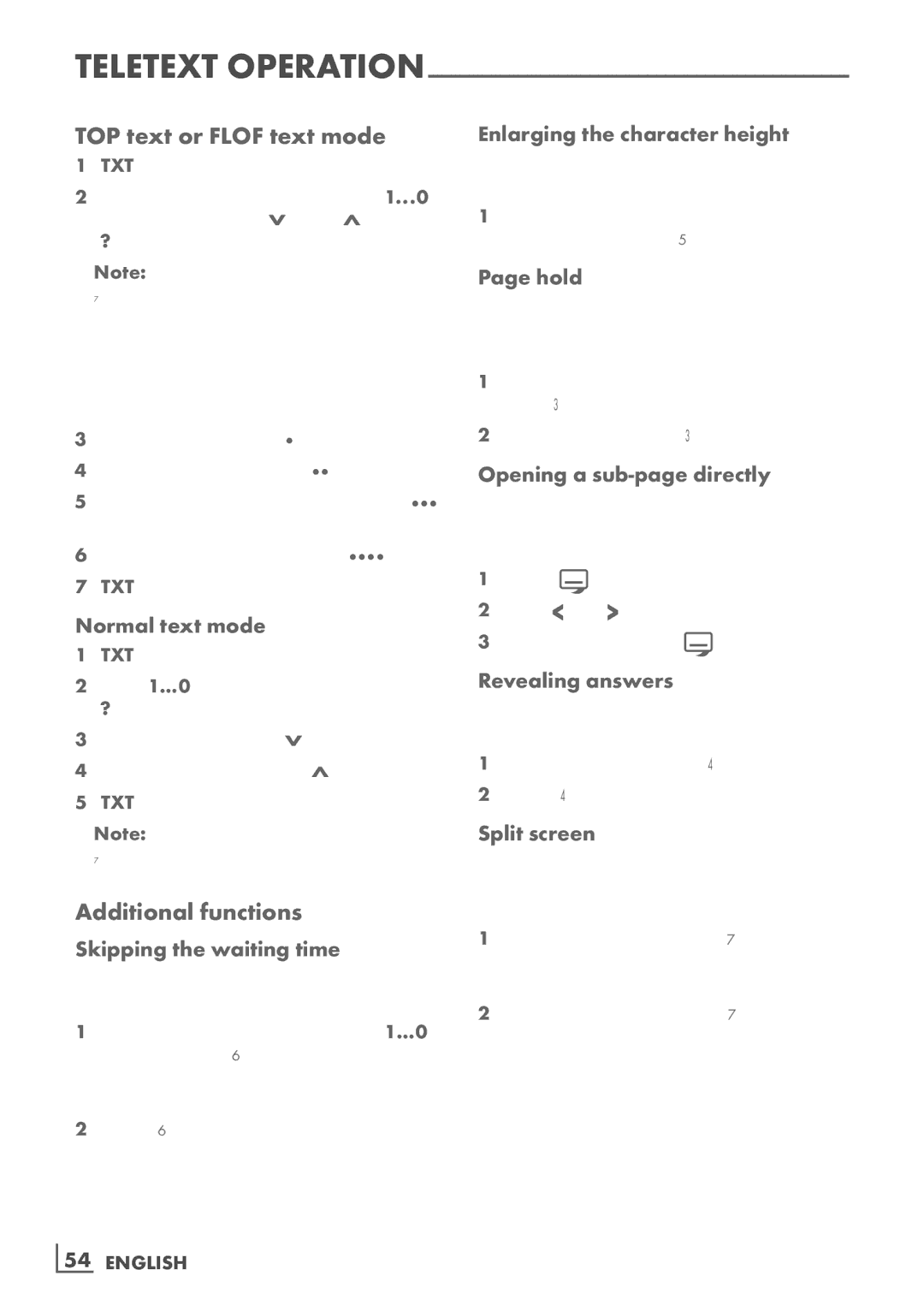 Grundig 46 VLE 8160 SL manual TOP text or Flof text mode, Additional functions 