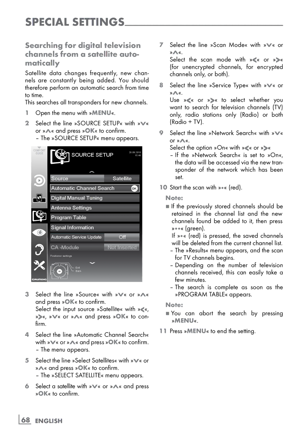 Grundig 46 VLE 8160 WL manual Menu appears, ­68 English 