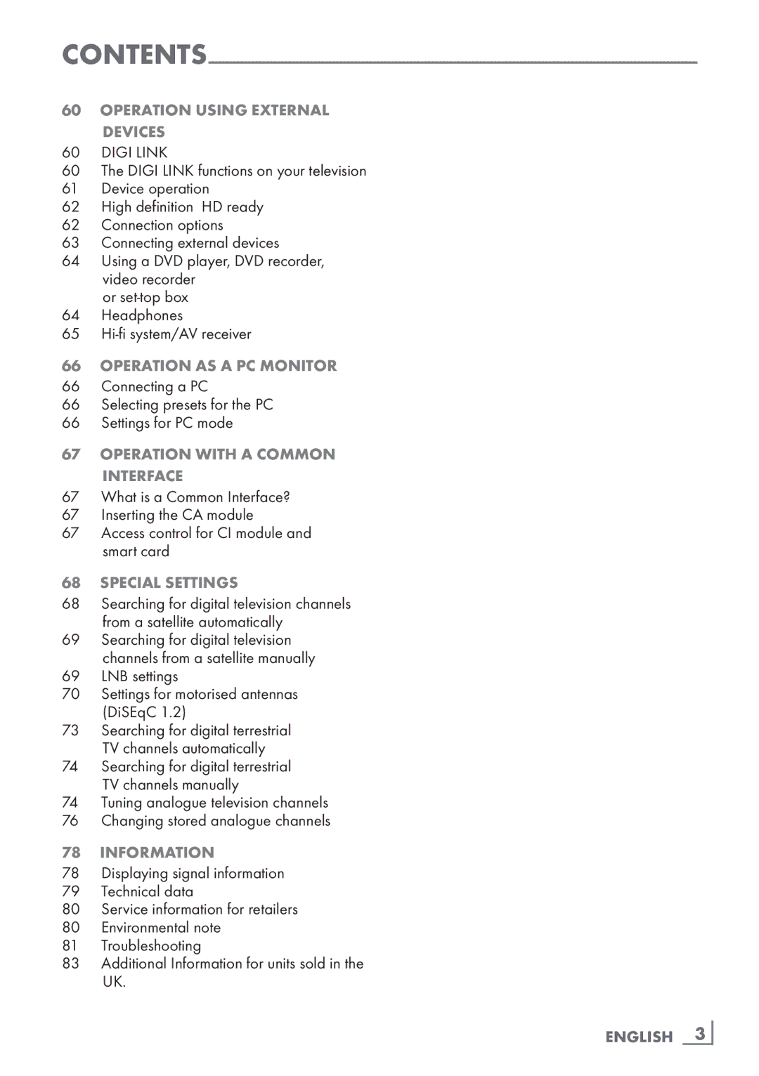 Grundig 55 CLE 9170 SL manual LNB settings Settings for motorised antennas DiSEqC, English ­3 