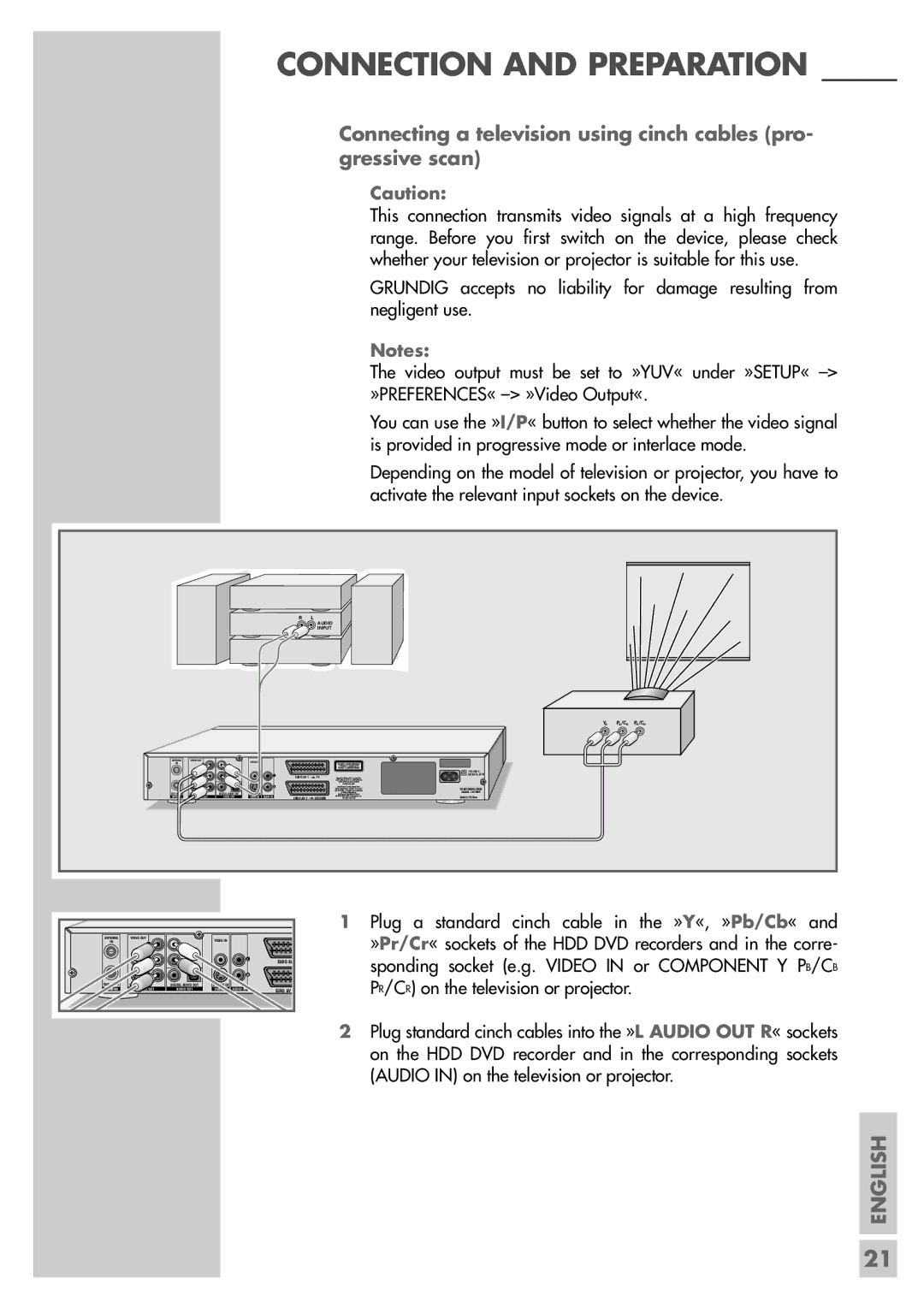 Grundig 5550 HDD manual Audio Input 