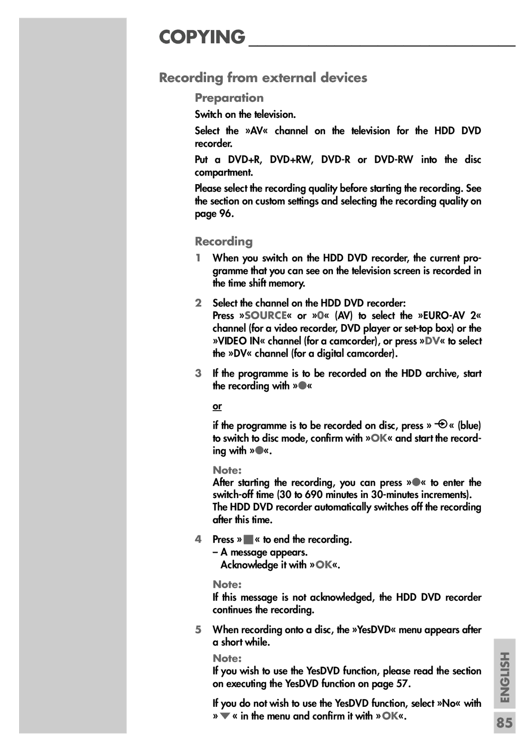 Grundig 5550 HDD manual Recording from external devices 