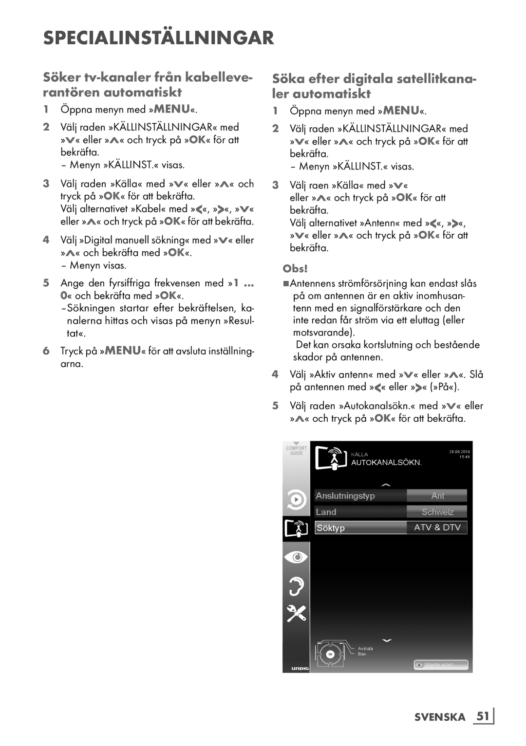 Grundig 6220 BM manual Söka efter digitala satellitkana- ler automatiskt 