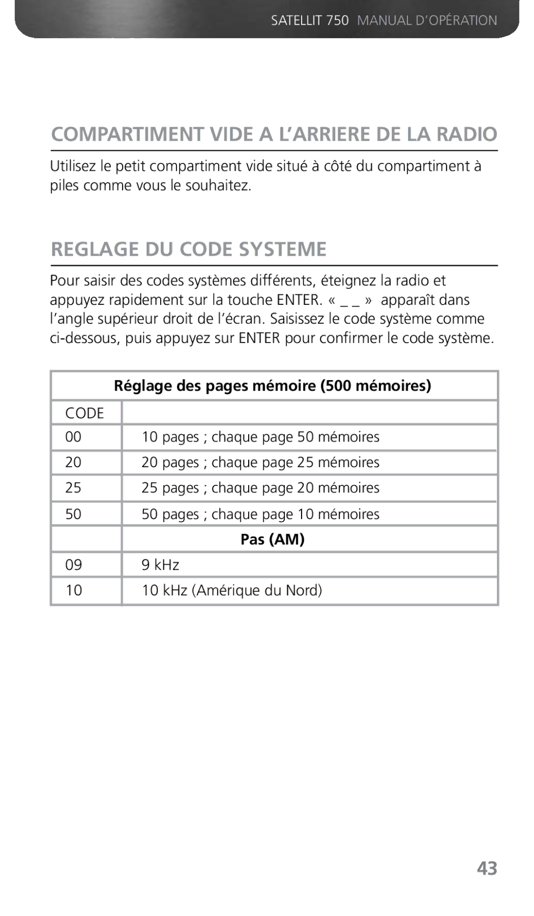 Grundig 750 owner manual Reglage DU Code Systeme, Compartiment Vide a L’ARRIERE DE LA Radio 