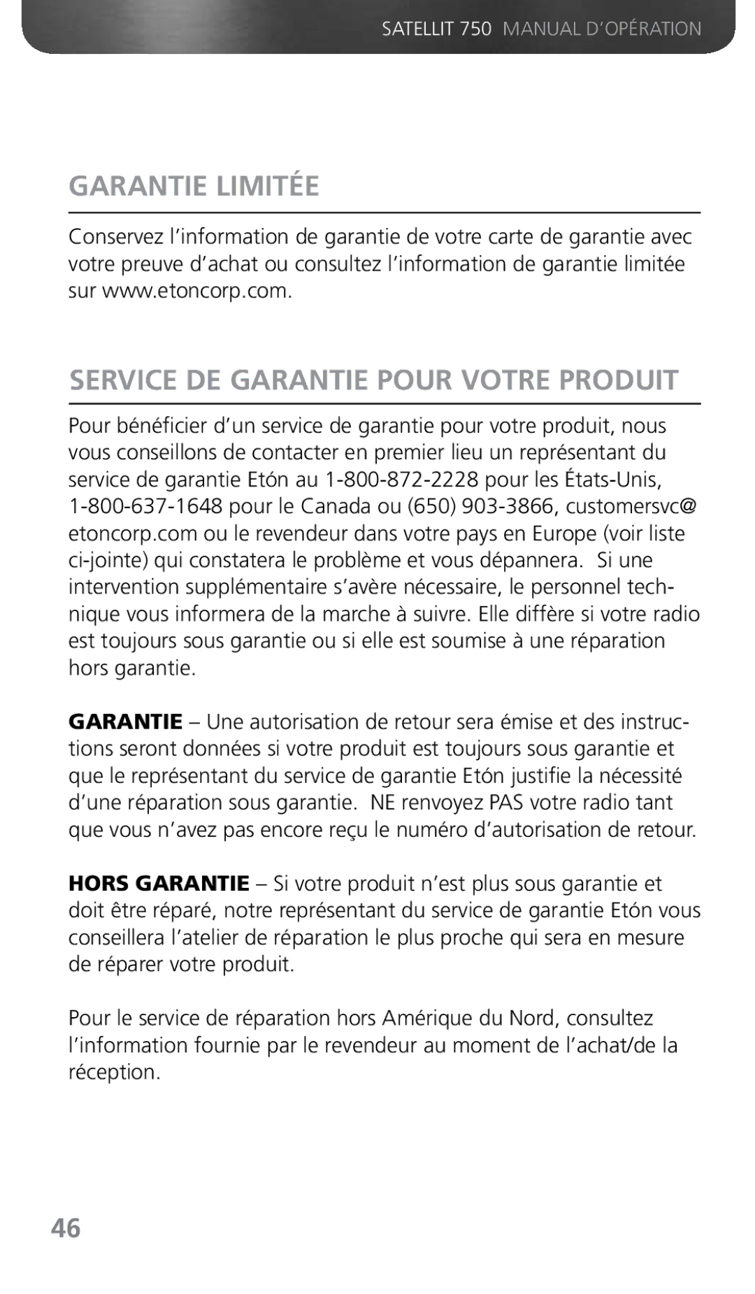 Grundig 750 owner manual Garantie Limitée Service DE Garantie Pour Votre Produit 