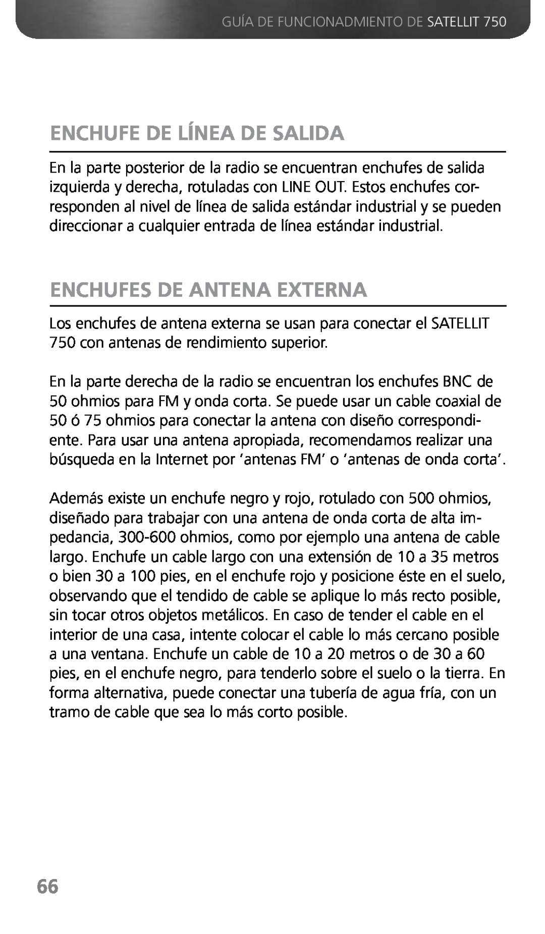 Grundig 750 owner manual Enchufe De Línea De Salida, Enchufes De Antena Externa 