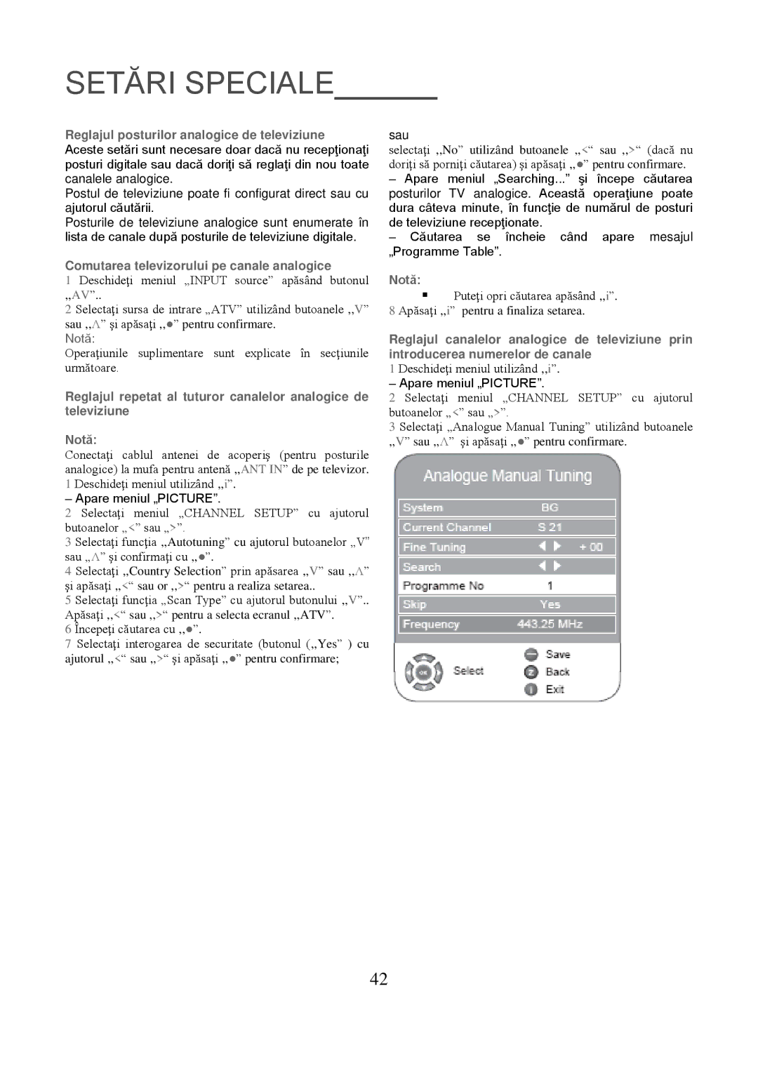 Grundig 8040C manual Reglajul posturilor analogice de televiziune, Comutarea televizorului pe canale analogice 