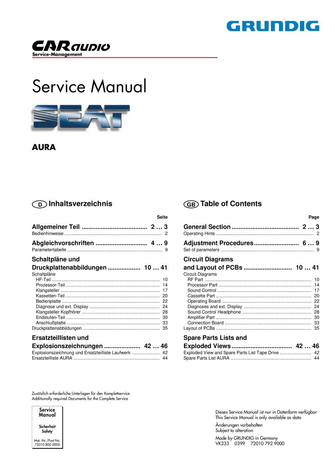 Grundig Aura service manual 