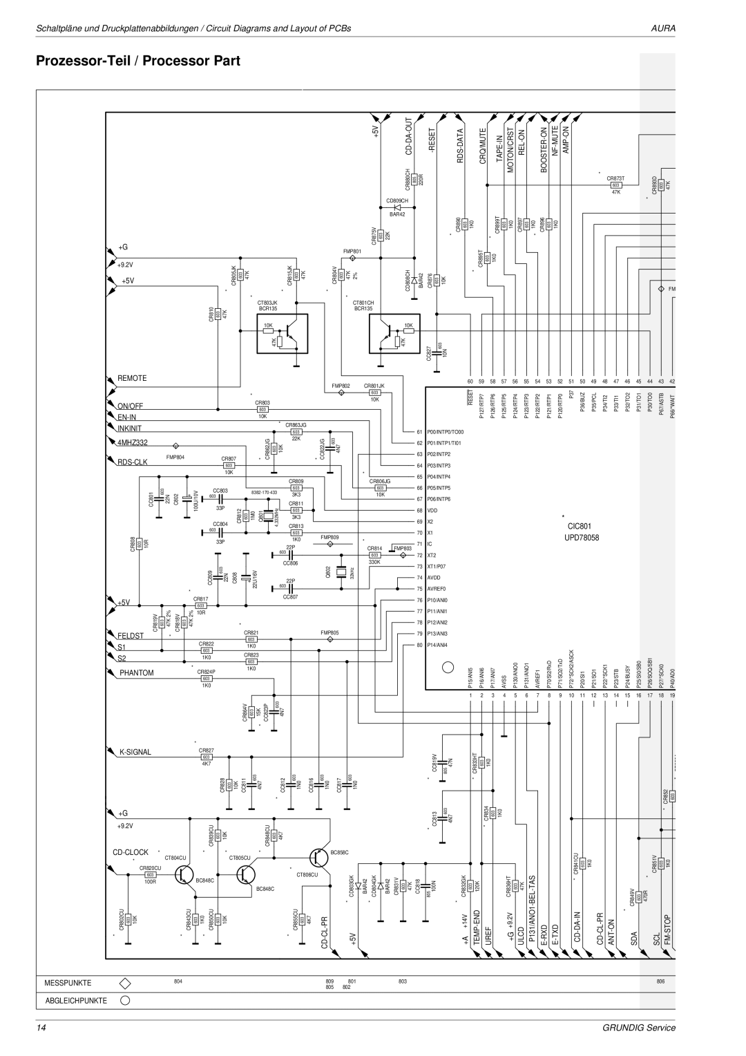 Grundig Aura service manual Prozessor-Teil / Processor Part 