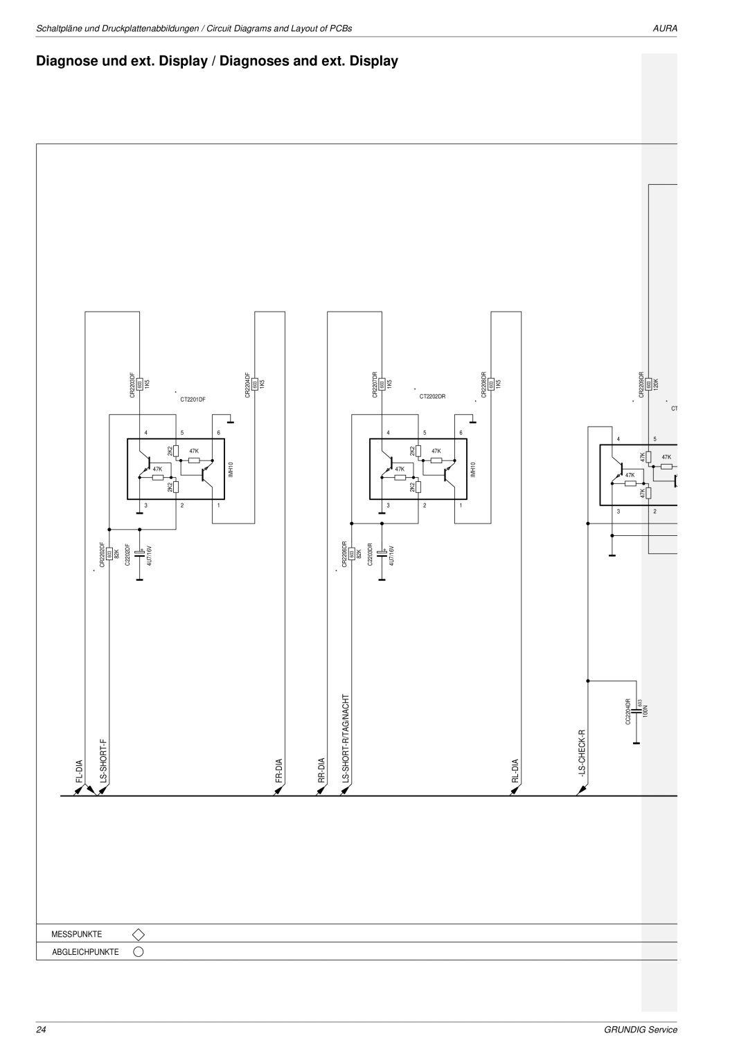 Grundig Aura service manual Diagnose und ext. Display / Diagnoses and ext. Display, Ls-Check-R, CT2201DF, CT2202DR 