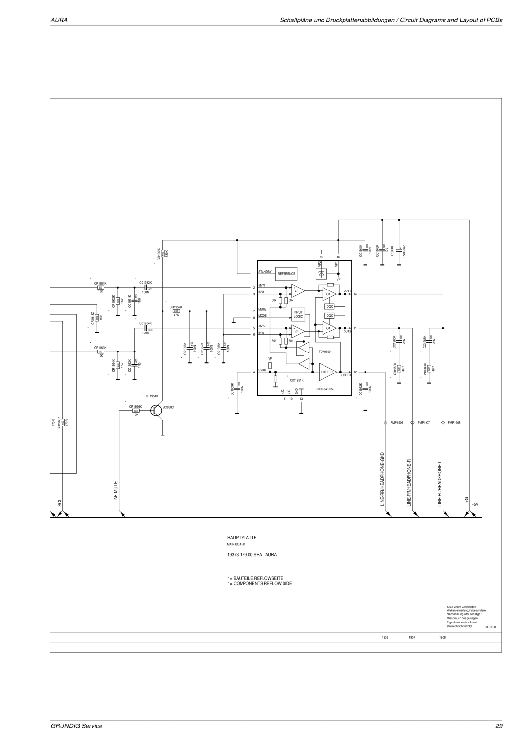 Grundig Aura service manual Hauptplatte, = Bauteile Reflowseite = Components Reflow Side 