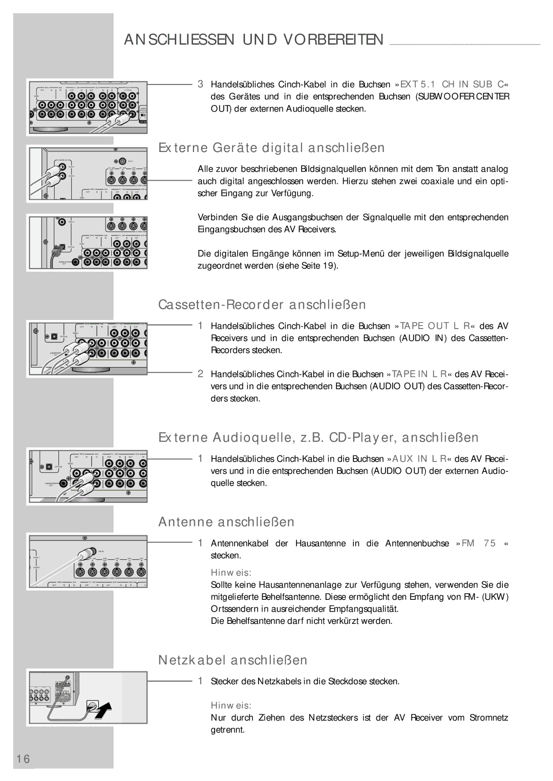 Grundig AVR 5200 DD manual Externe Geräte digital anschließen, Externe Audioquelle, z.B. CD-Player, anschließen 