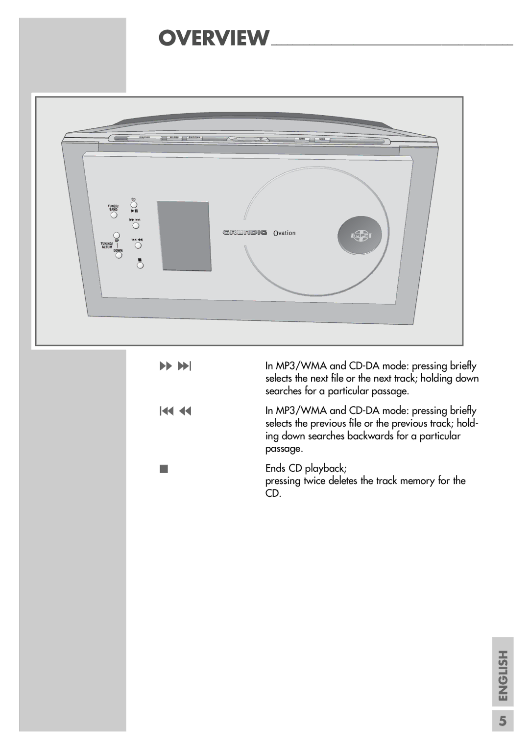 Grundig CDS 6580 A SPCD manual Ing down searches backwards for a particular 