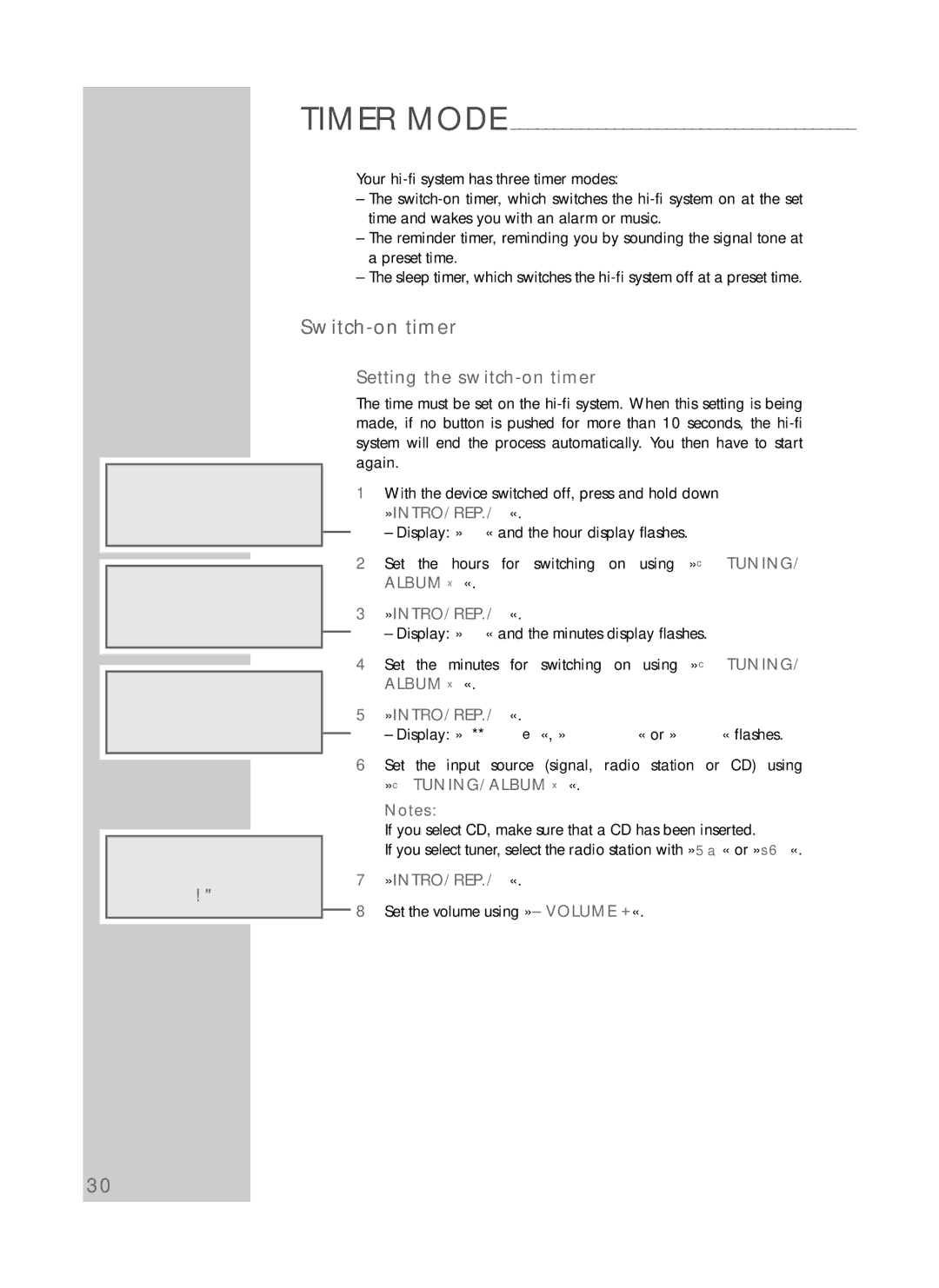 Grundig CDS 6580 SPCD manual 000 600 630, Switch-on timer, Setting the switch-on timer, »Intro/Rep./« 