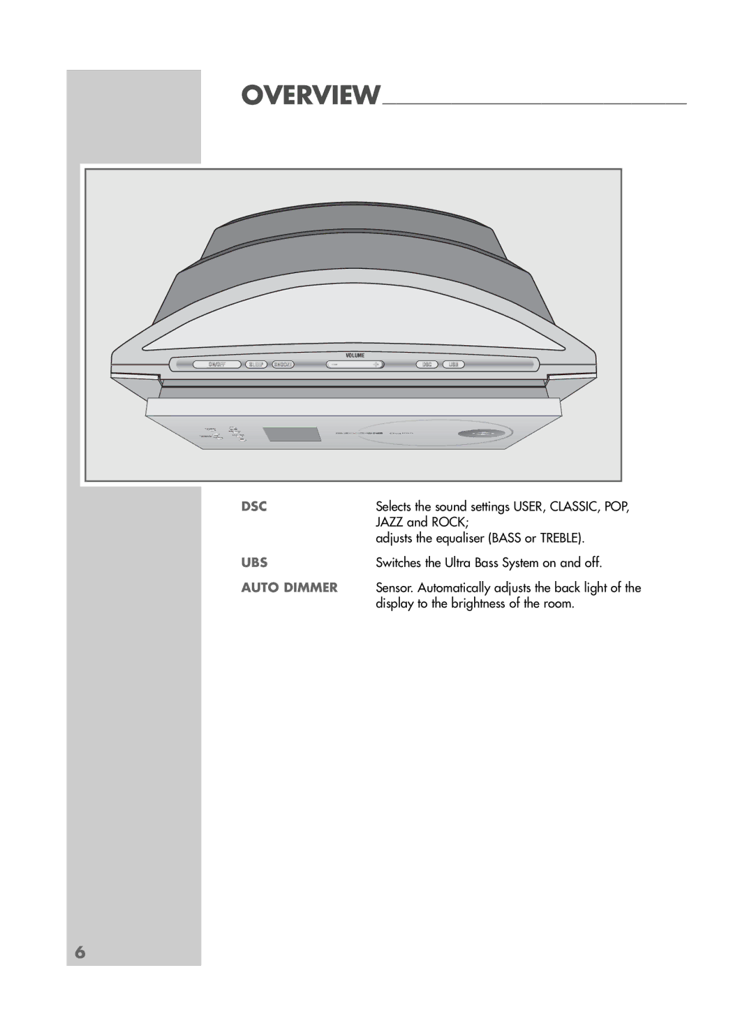 Grundig CDS 6580 SPCD manual Dsc, Ubs, Auto Dimmer 