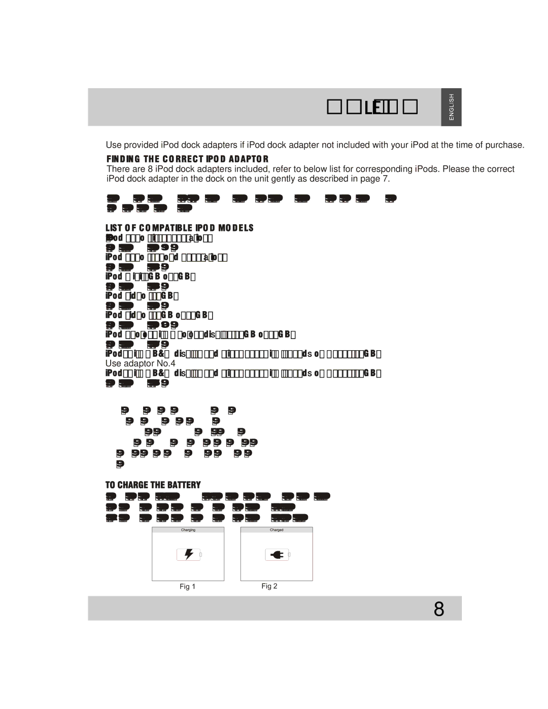 Grundig CDS2500IPW manual Finding the Correct Ipod Adaptor, To Charge the Battery 