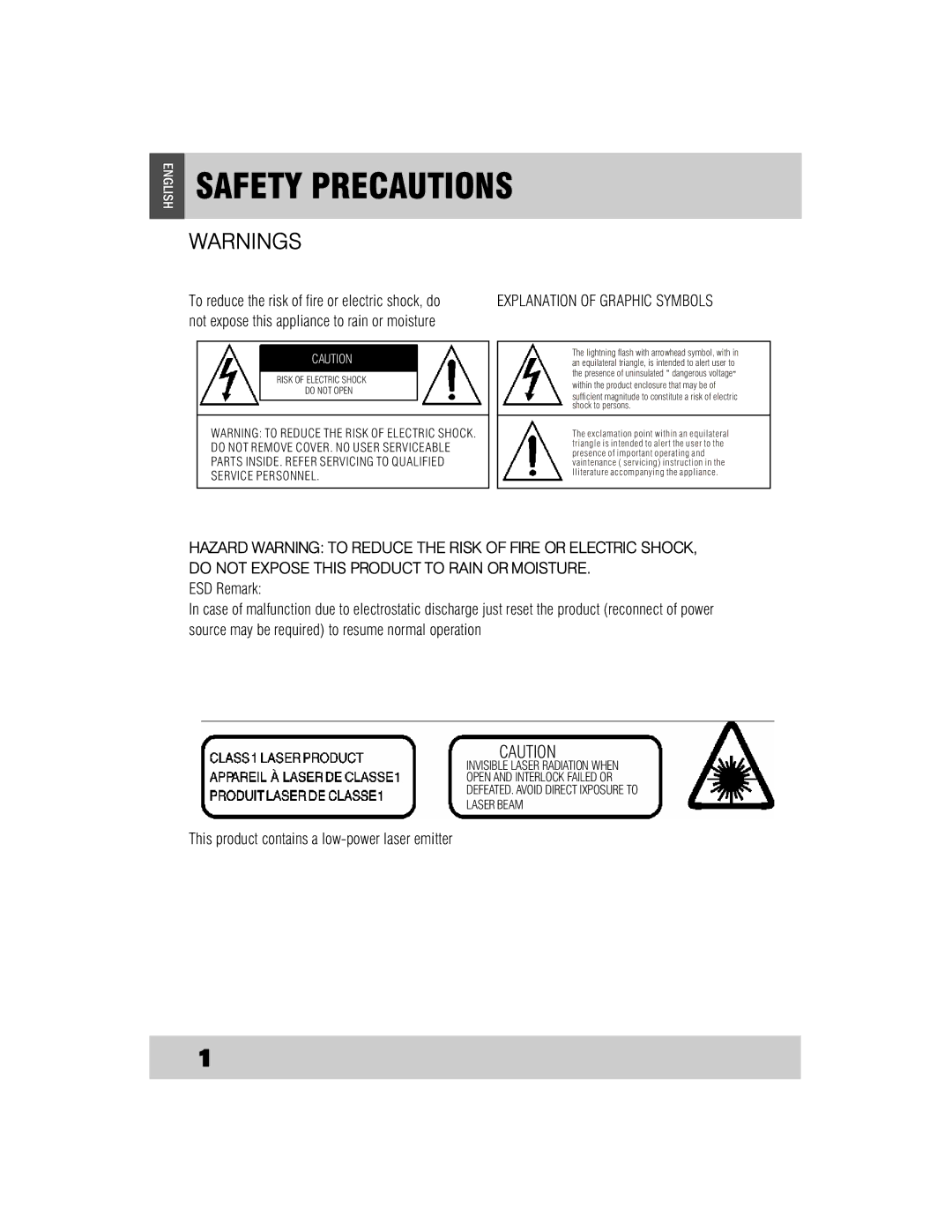 Grundig CDS2500IPW manual Safety Precautions, Explanation of Graphic Symbols 