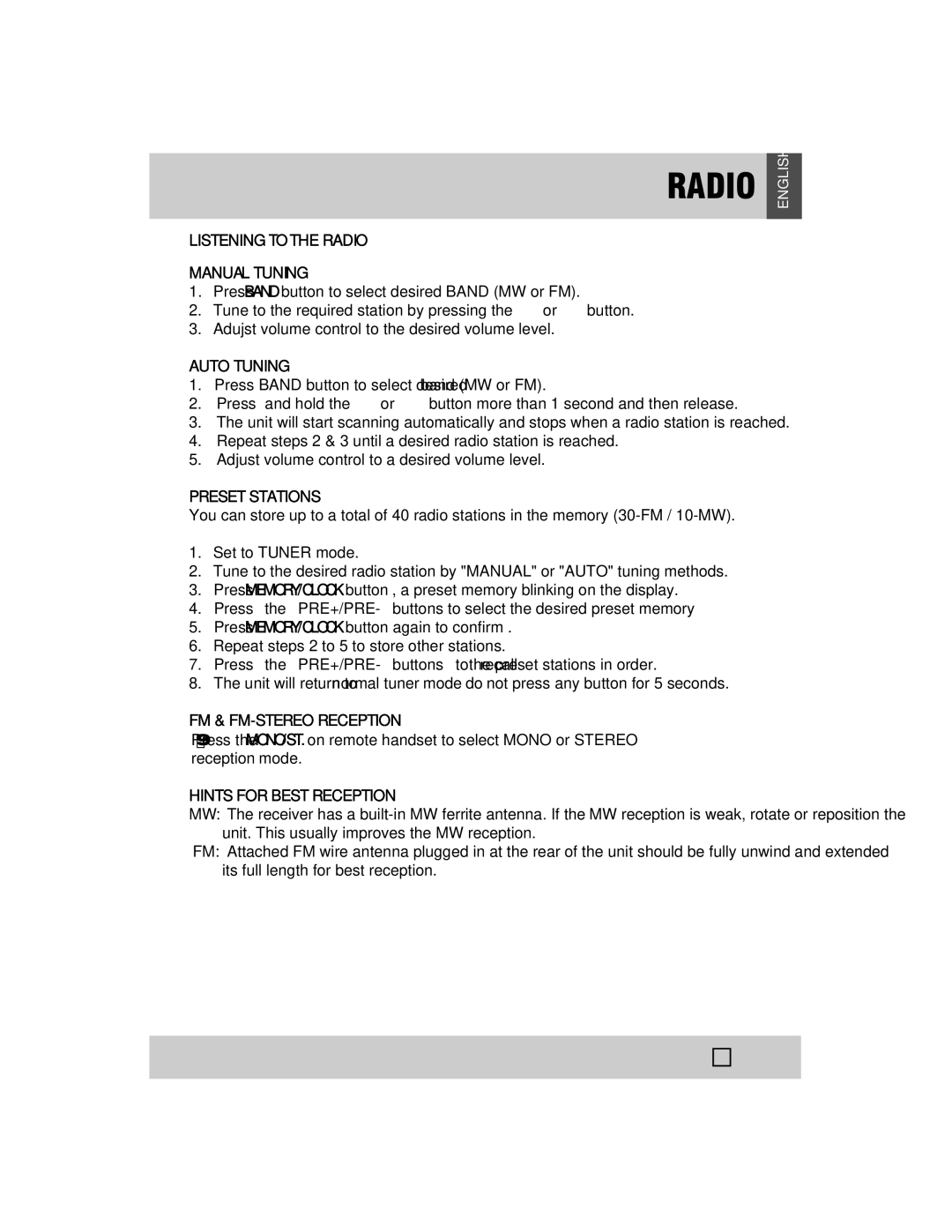 Grundig CDS2500IPW manual Radio 