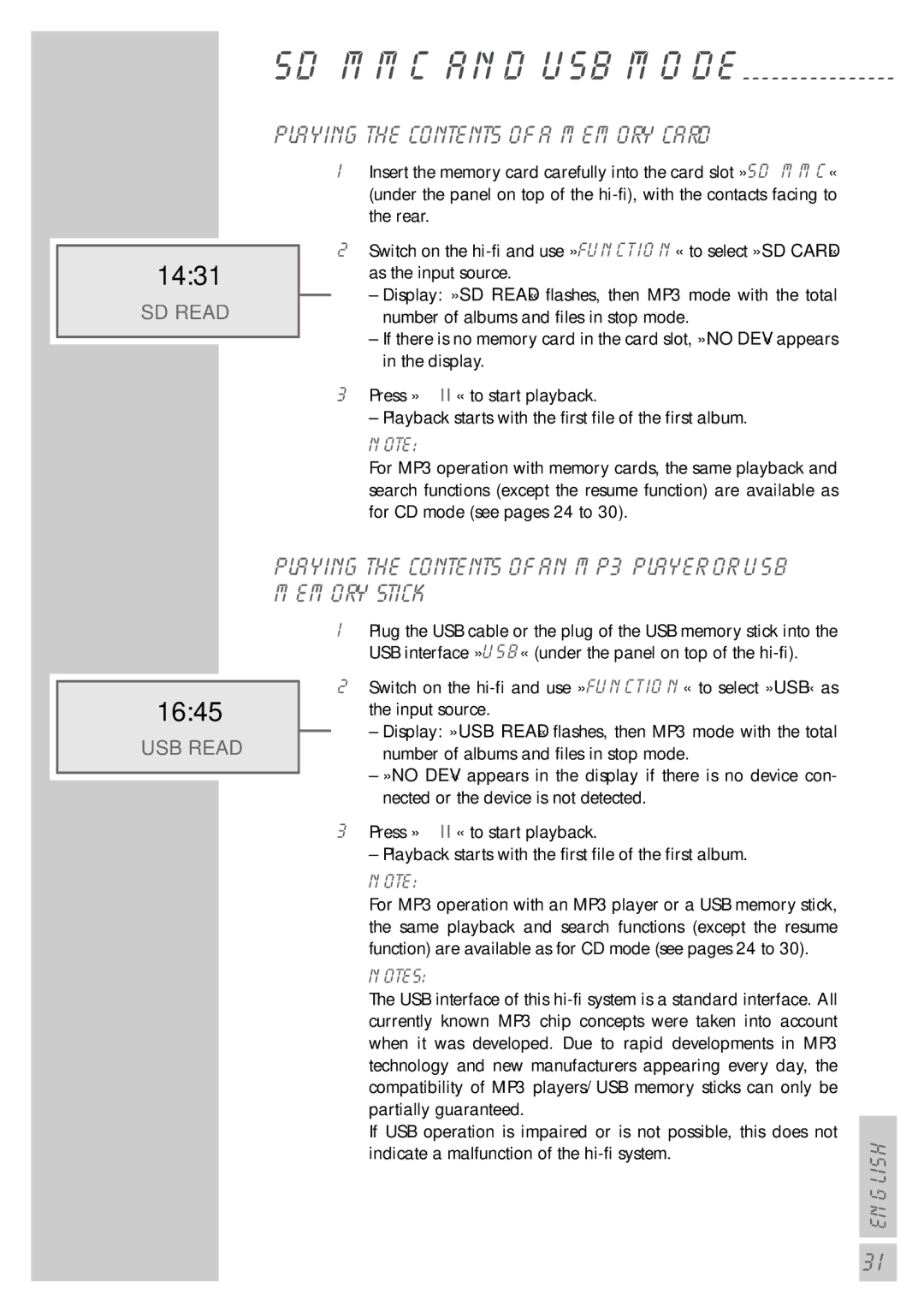 Grundig cirflexx UMS 5400 DEC manual 1431, 1645, Playing the contents of a memory card 