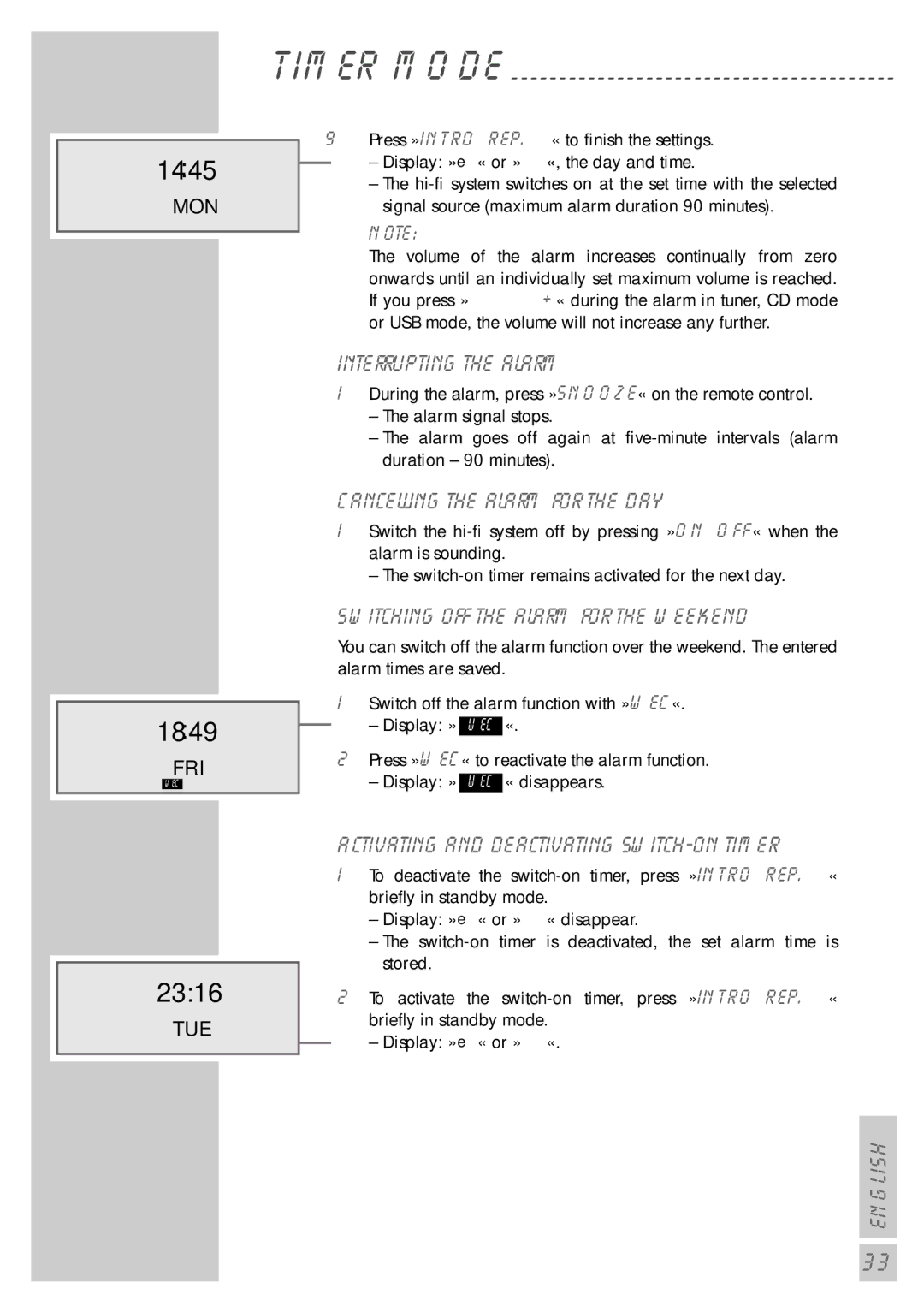 Grundig cirflexx UMS 5400 DEC manual 1445, 1849, 2316 