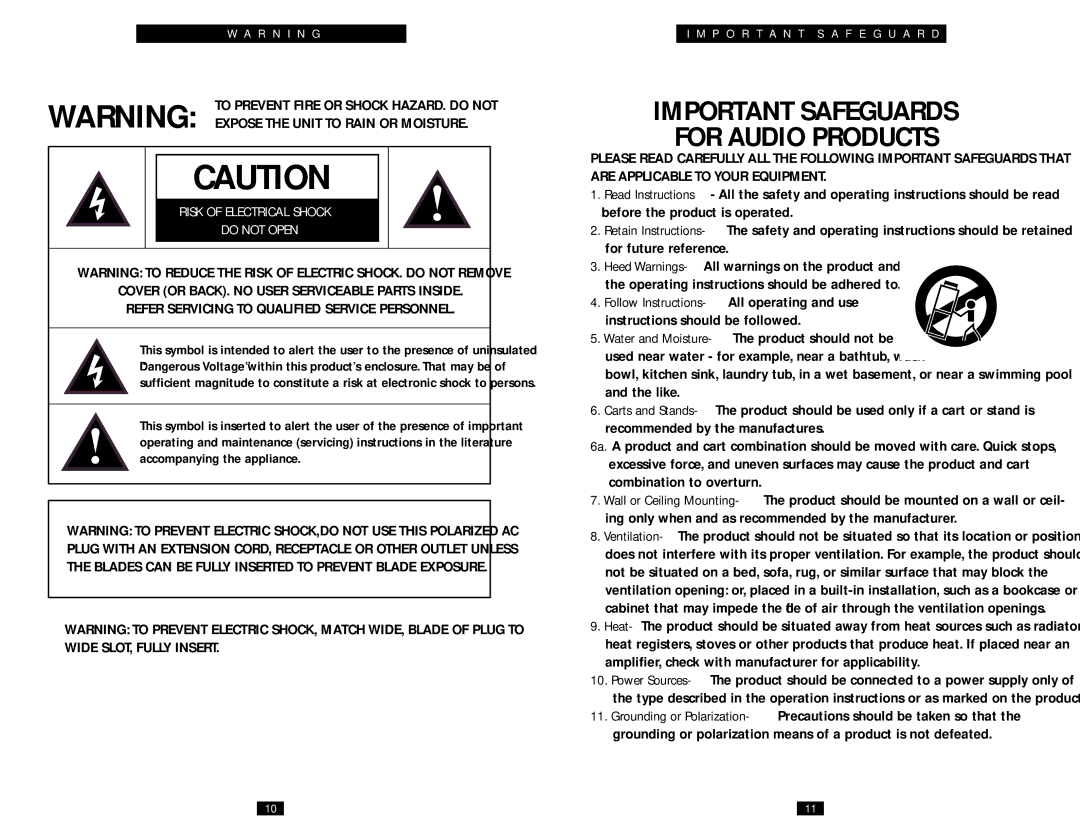 Grundig CLASSIC 960 operation manual Important Safeguards For Audio Products 