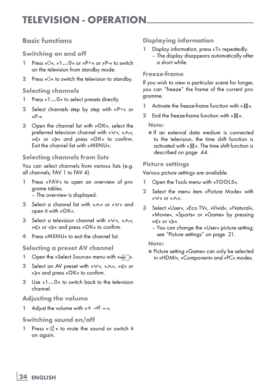 Grundig CLE91 OS manual Basic functions 