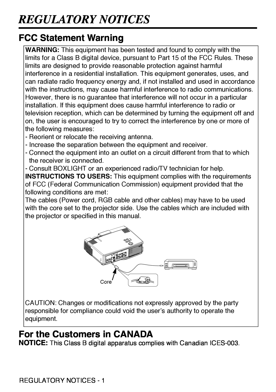 Grundig CP-731i user manual Regulatory Notices, FCC Statement Warning, For the Customers in CANADA 