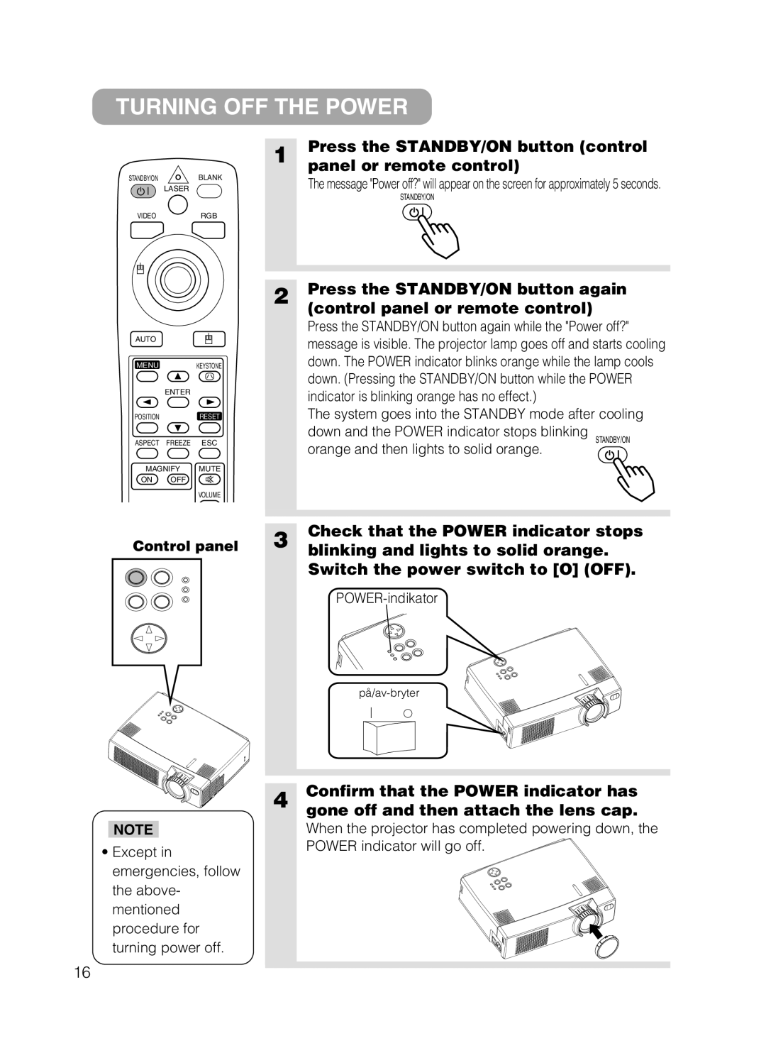 Grundig CP-X385W user manual Turning OFF the Power 