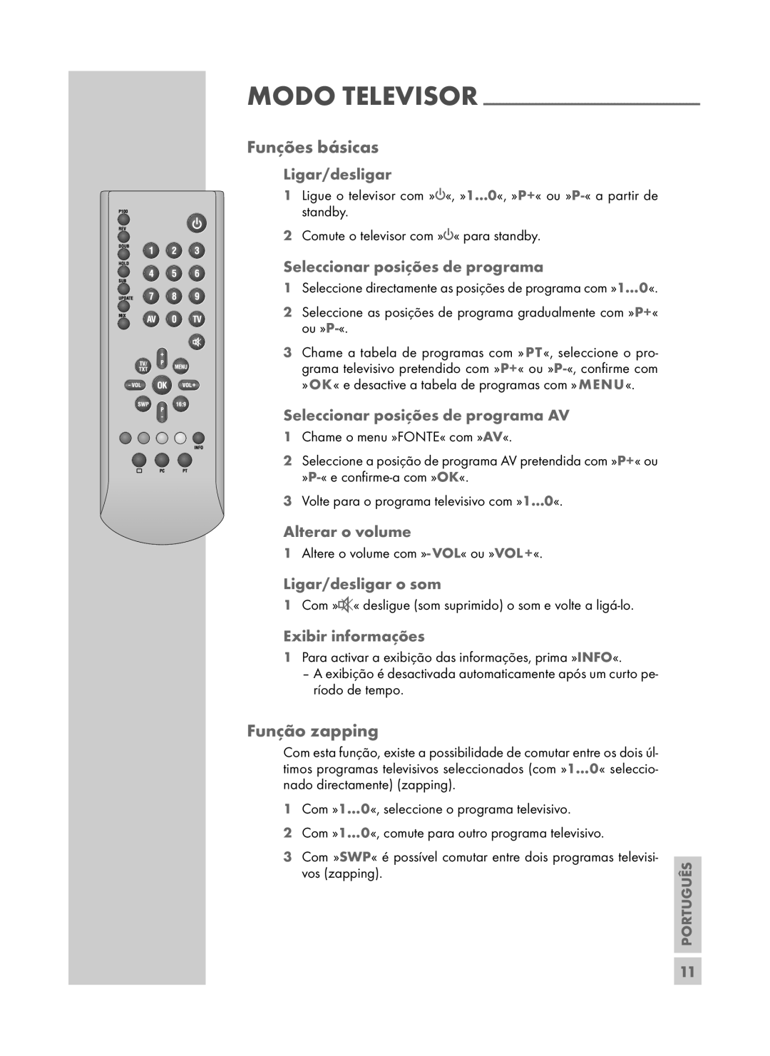 Grundig DAVIO 15-5710 manual Funções básicas, Função zapping 