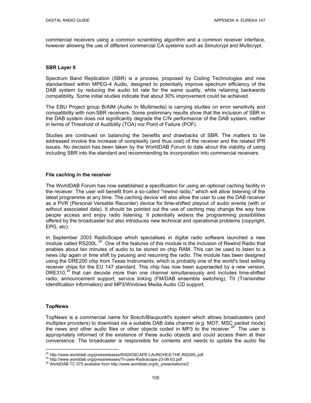 Grundig Digital Radio manual SBR Layer, File caching in the receiver, TopNews 