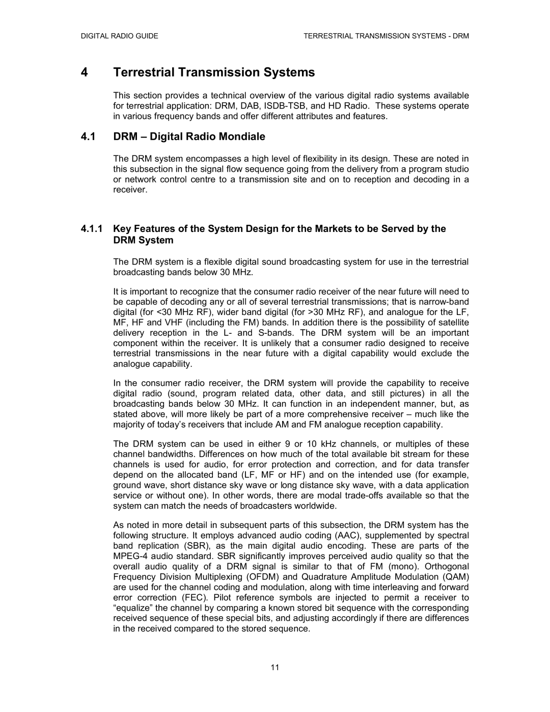 Grundig manual Terrestrial Transmission Systems, DRM Digital Radio Mondiale 