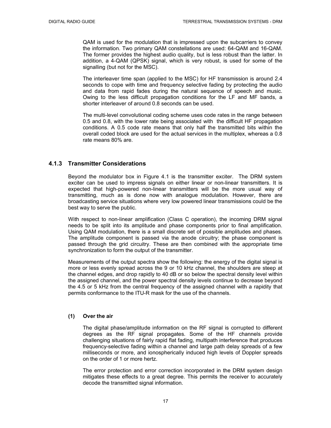 Grundig Digital Radio manual Transmitter Considerations, Over the air 